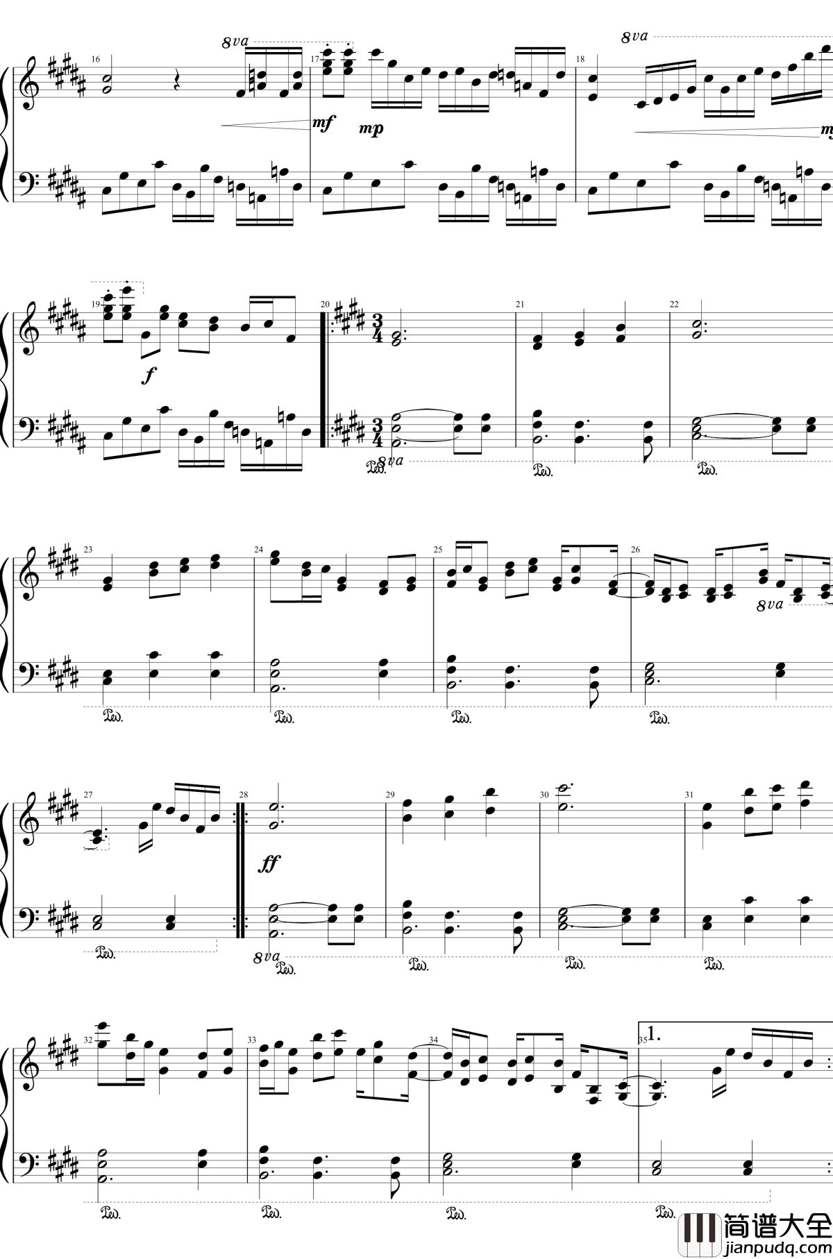 Evening_Star钢琴谱_夜幕降临_东方萃梦想_东方project