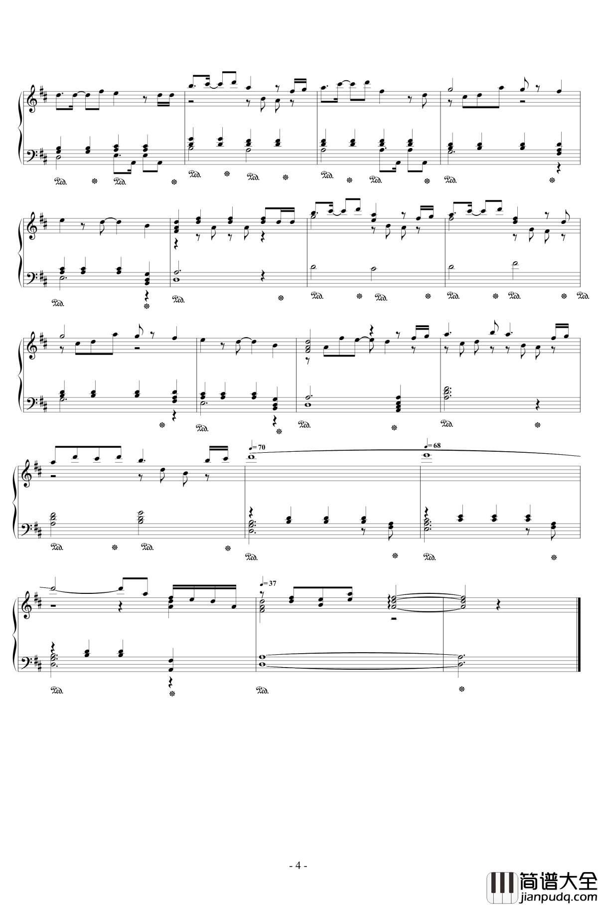 眷恋的少年钢琴谱_李管彦平