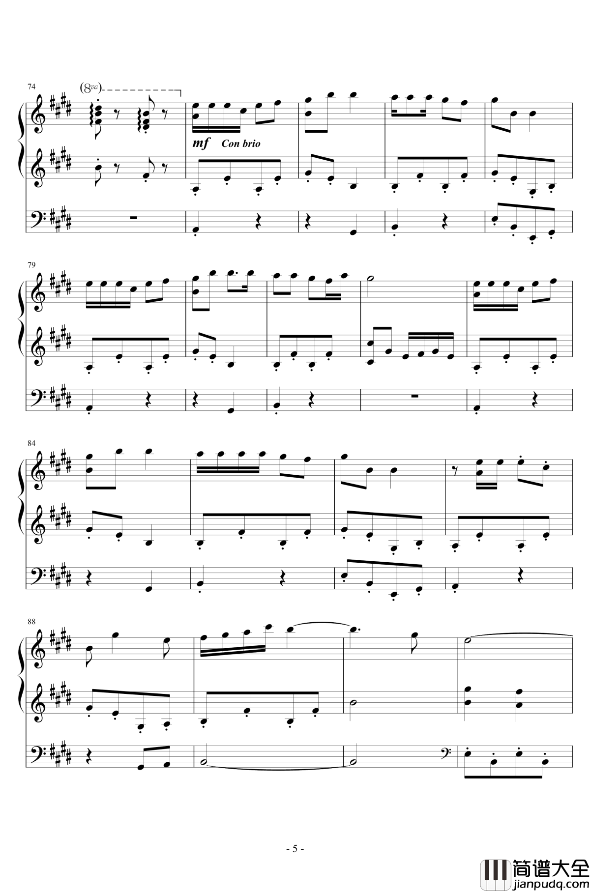 宫内莲华钢琴谱_经典番_喵帕斯_悠哉日常大王