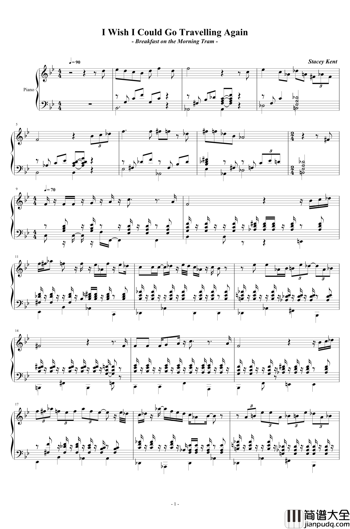 I_Wish_I_Could_Go_Travelling_Again钢琴谱_Stacey_Kent
