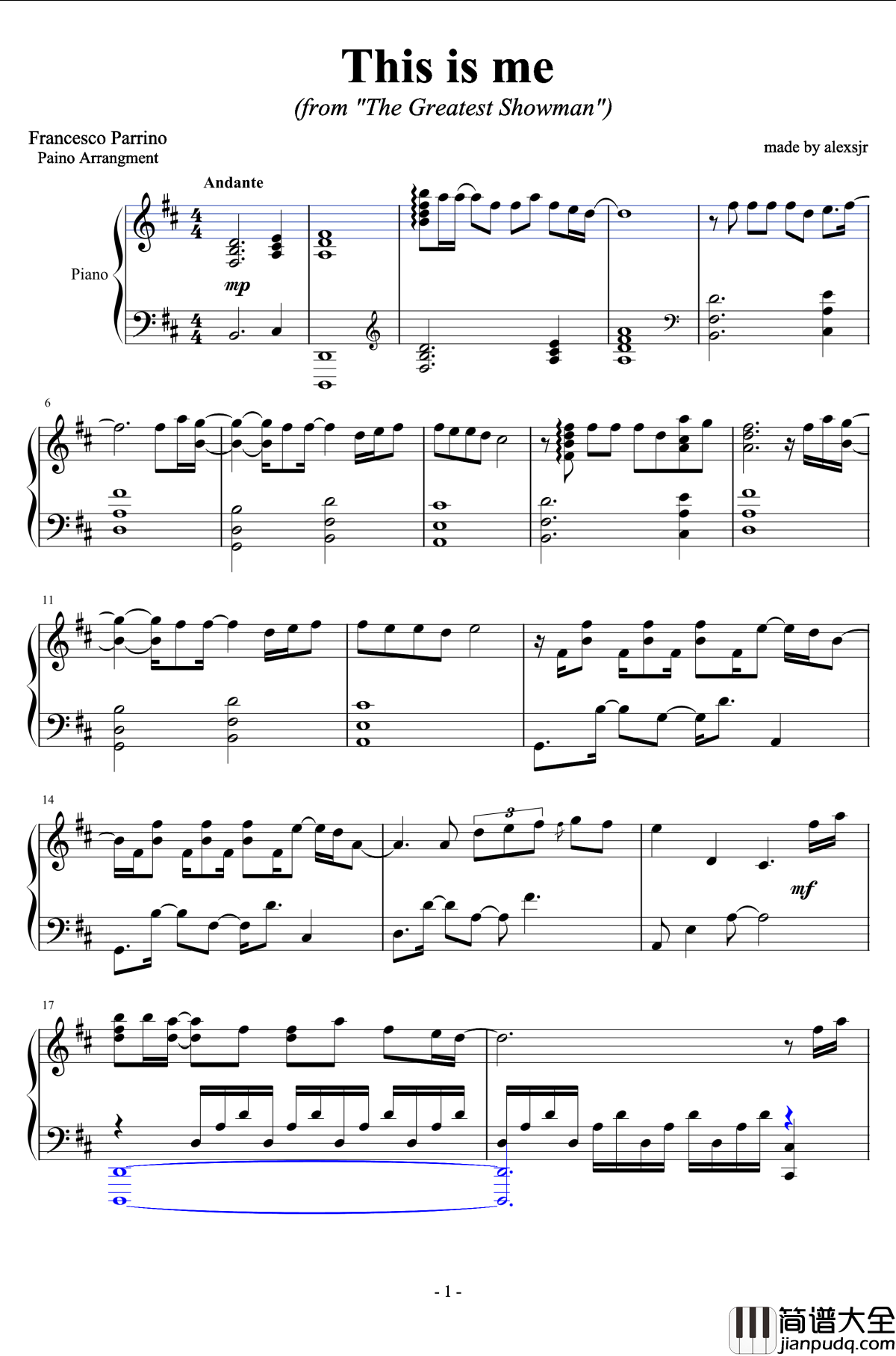 This_is_me_钢琴谱_from_The_Greatest_Showman_马戏之王_Francesco_Parrino