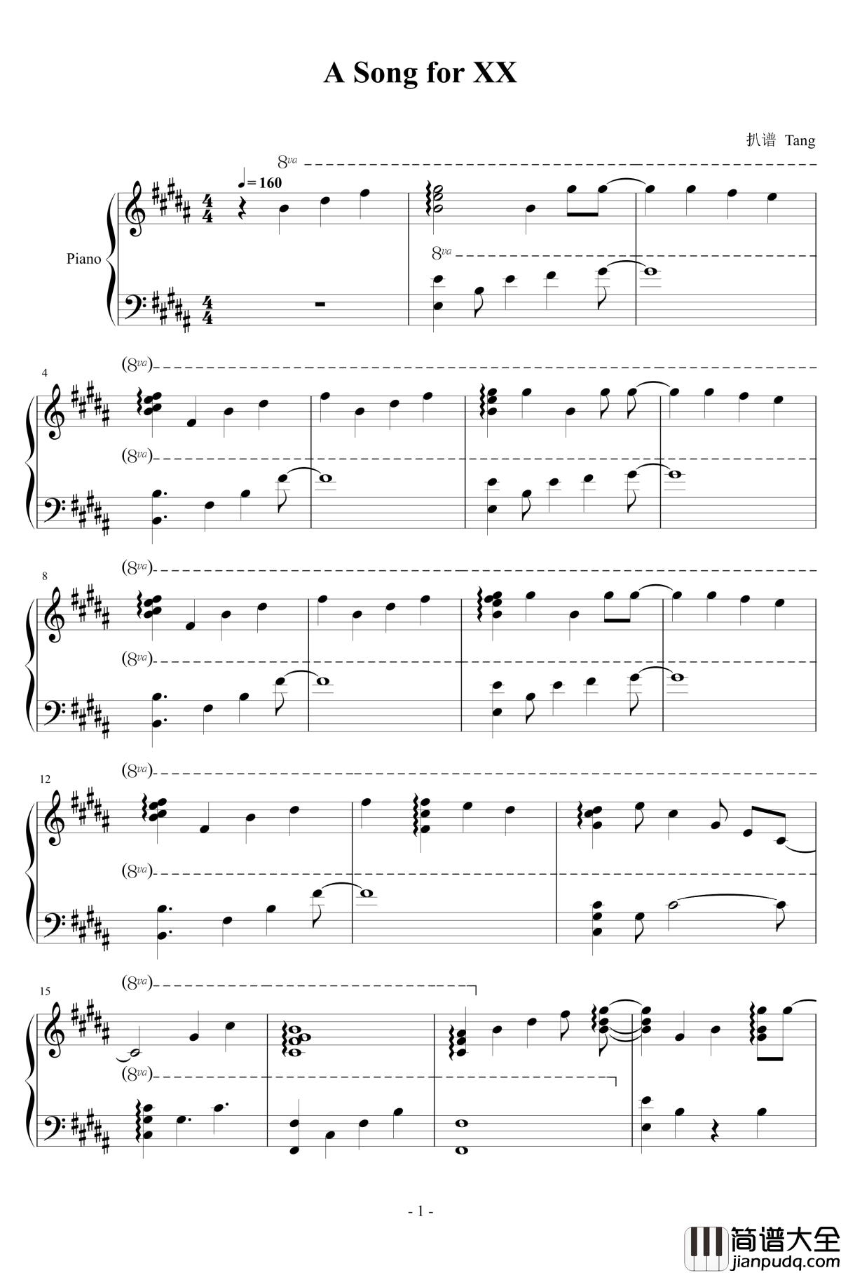 A_Song_for_XX钢琴谱_滨崎步