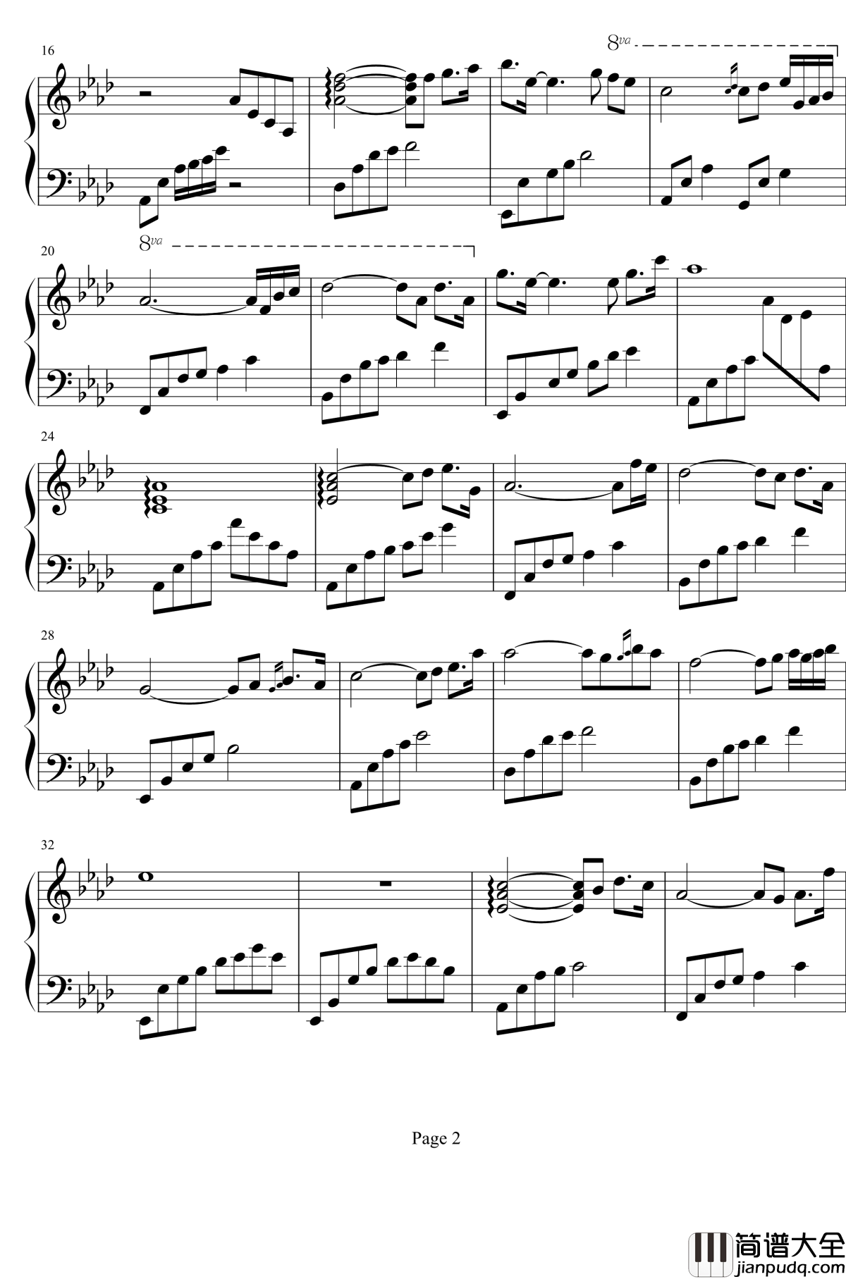 白日梦游钢琴谱_The_Daydream