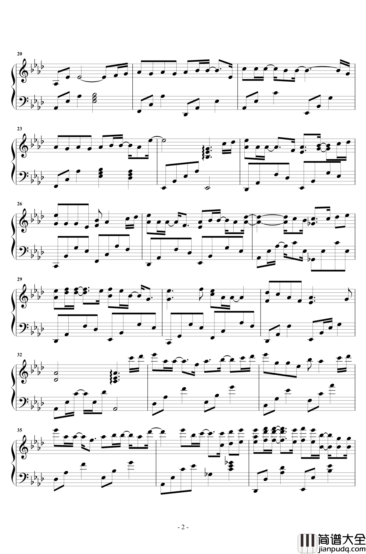 时间飞行钢琴谱_原声独奏_白宇