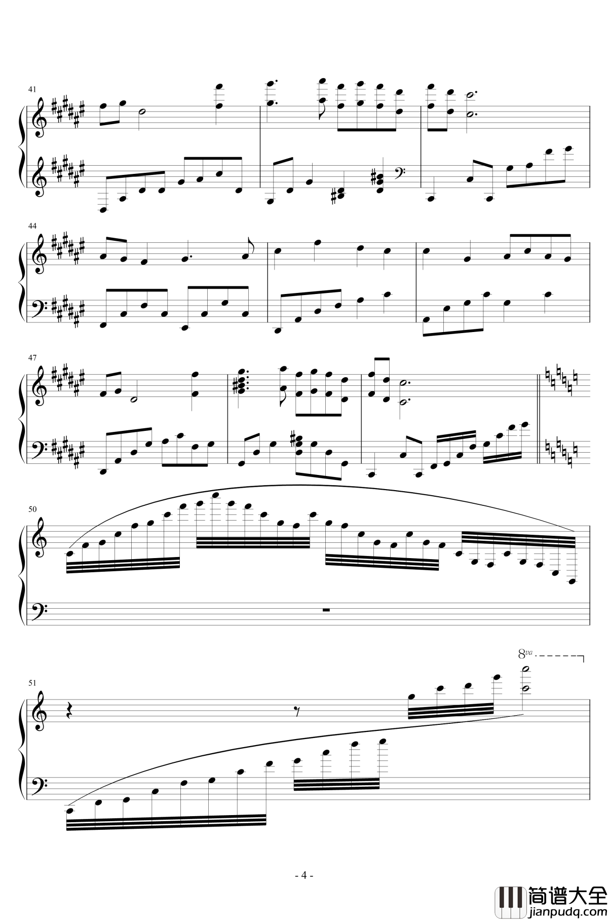 茉莉花钢琴谱_中国名曲