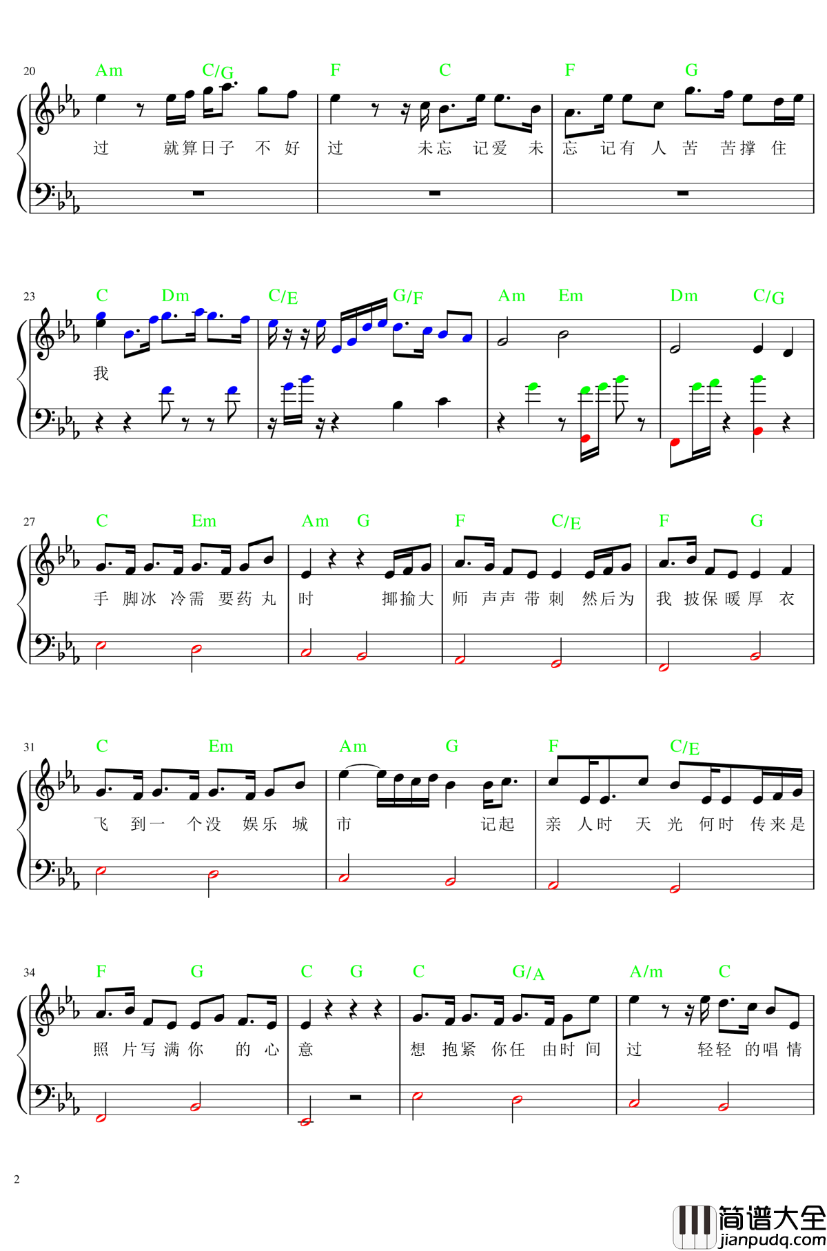 男人背后钢琴谱_首发_周柏豪