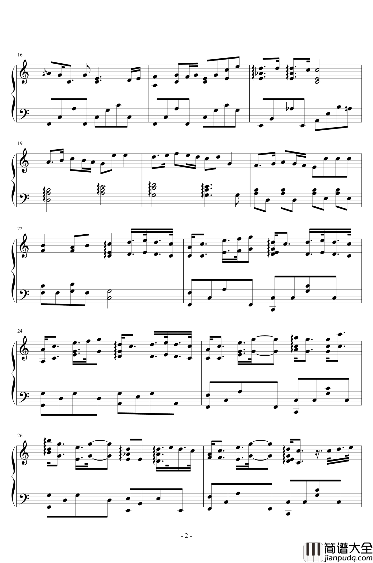 Lemon钢琴谱_C大调_Unnatural主题曲_米津玄师