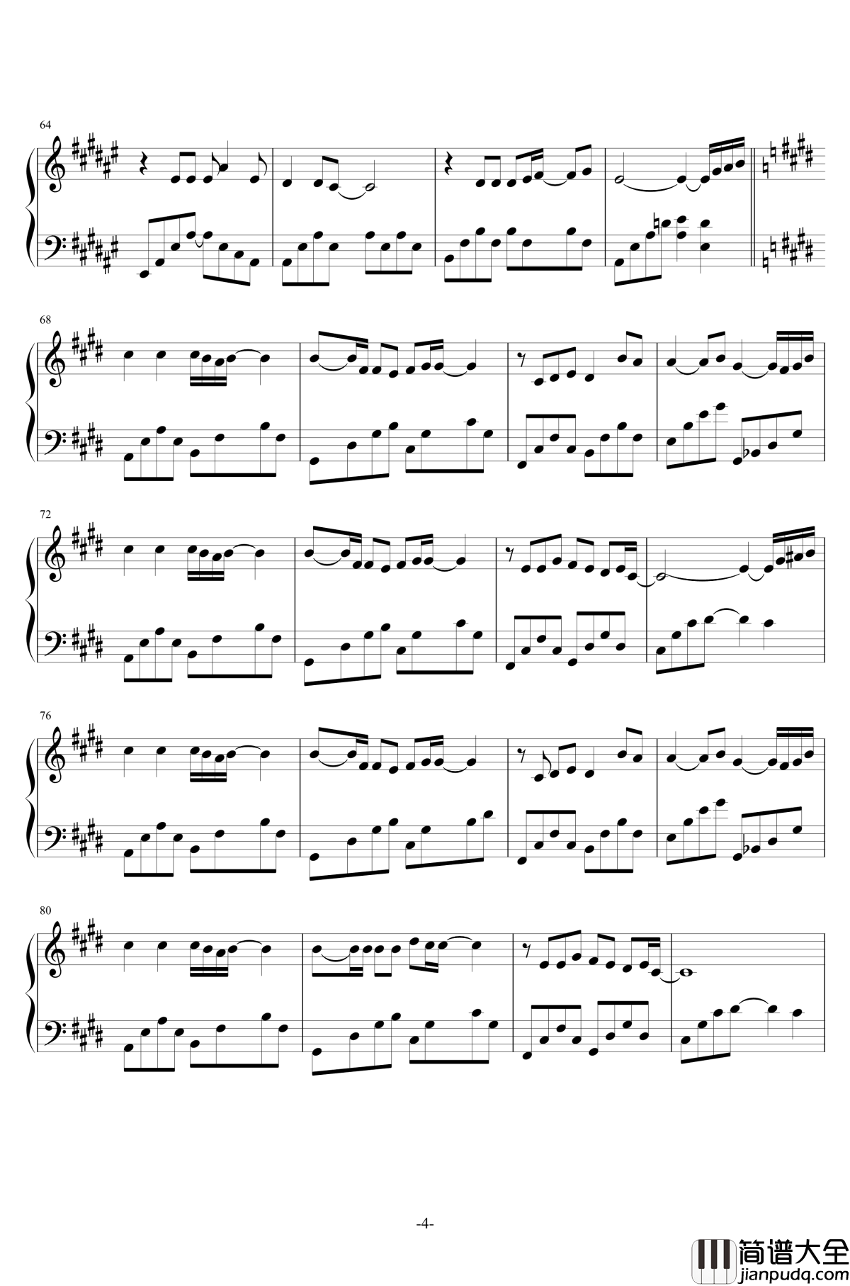 ANGEL钢琴谱_茶太