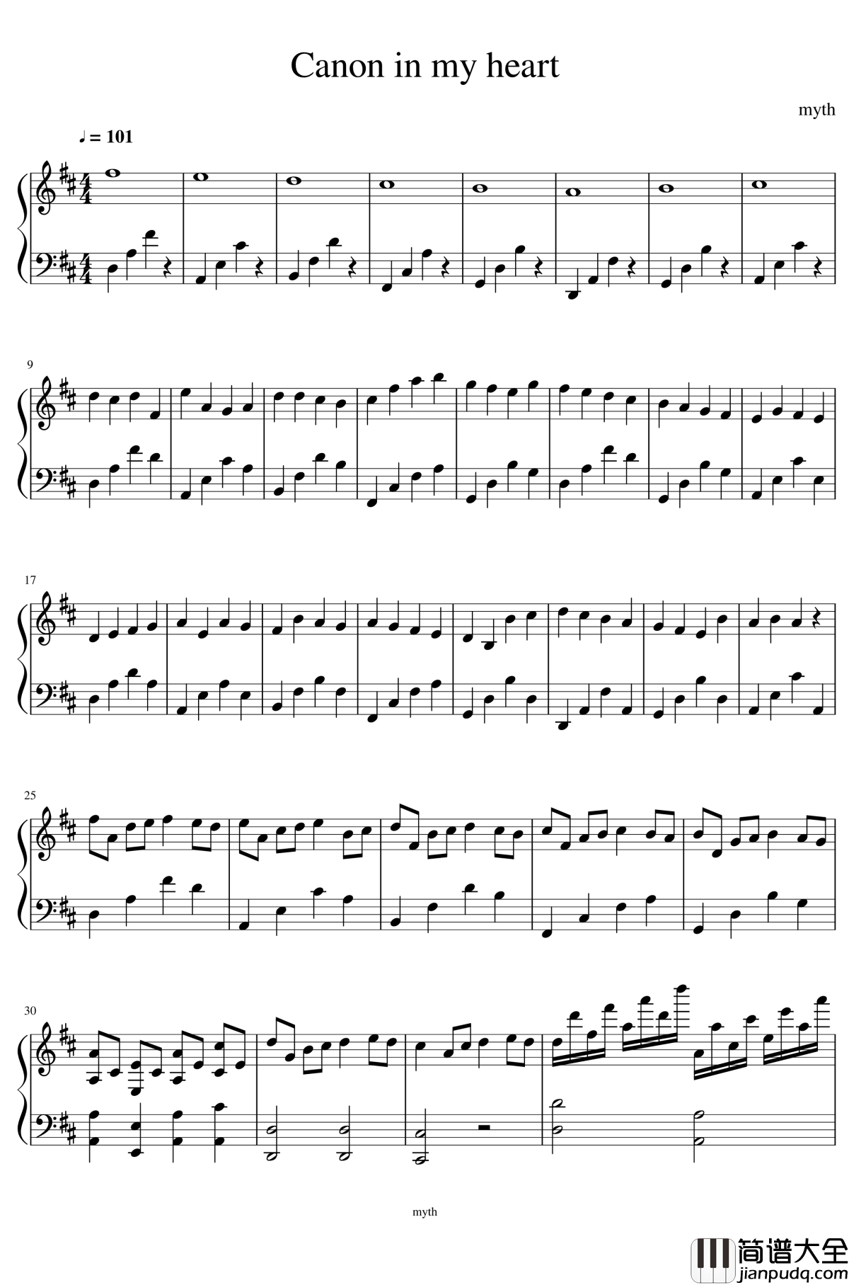 Canon_in_my_heart钢琴谱_myth
