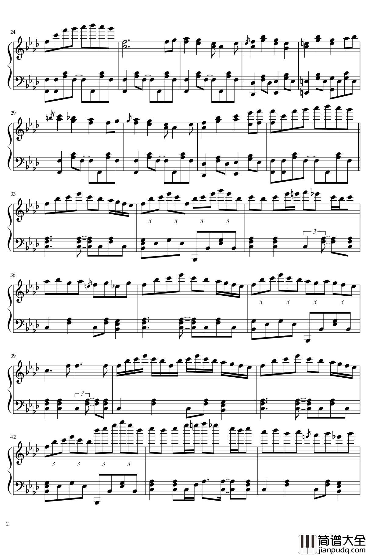 冻结的永远之都钢琴谱_东方绀珠传_东方project