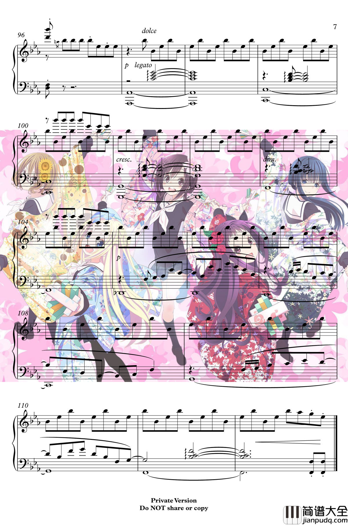 花舞少女OP钢琴谱_花ハ踊レヤいろはにほ