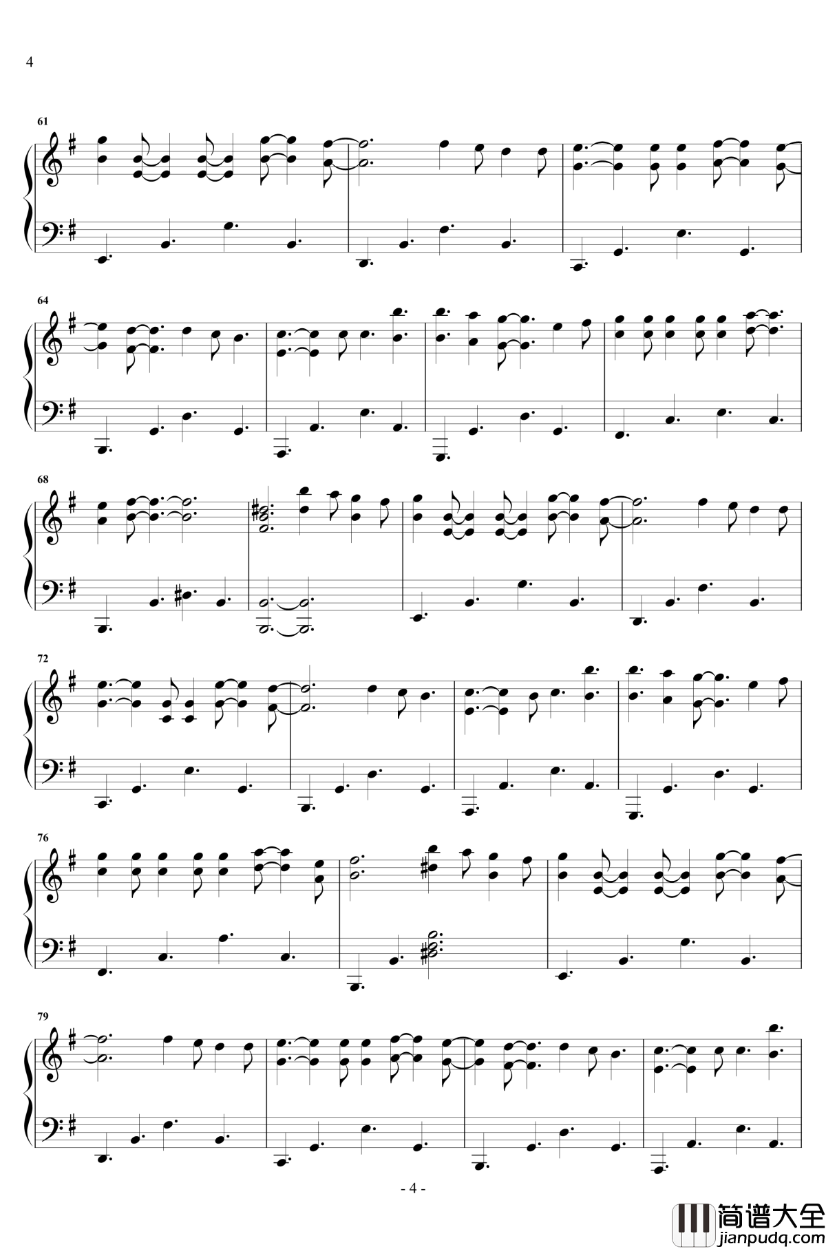 红玫瑰_钢琴谱_原声独奏_张碧晨