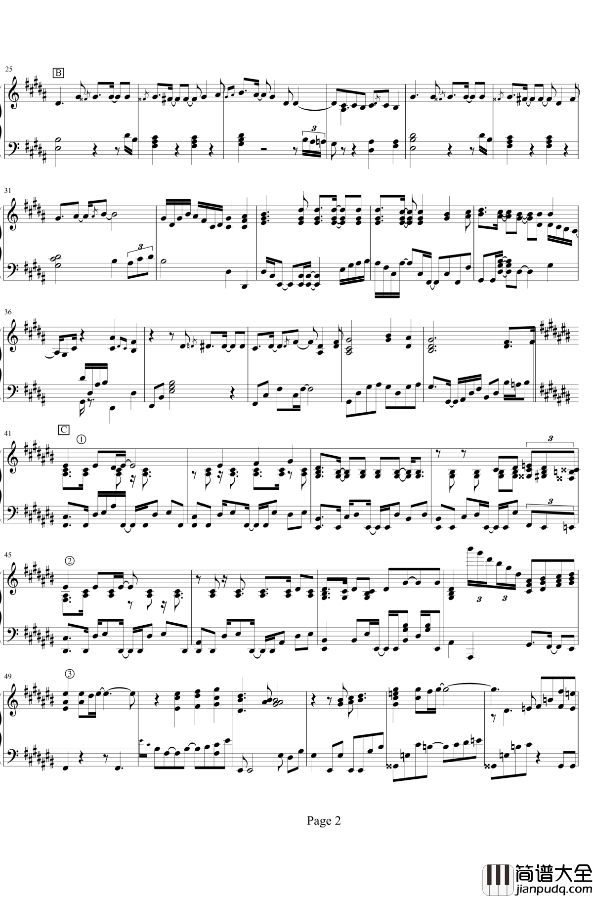 鸟之诗爵士钢琴谱_陈干版_鸟之诗