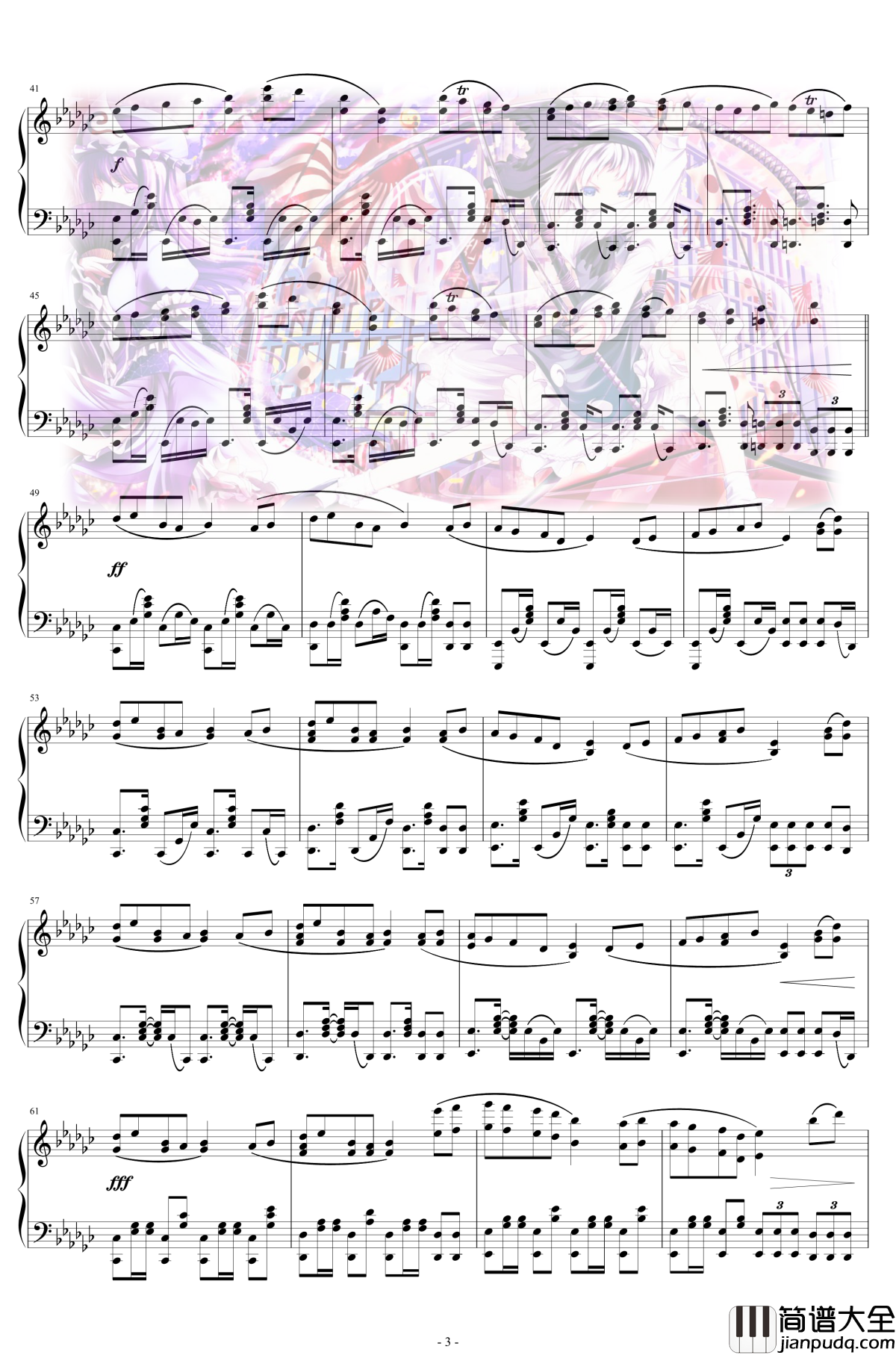 Bad_Apple!!钢琴谱_完整版5分18秒_东方project