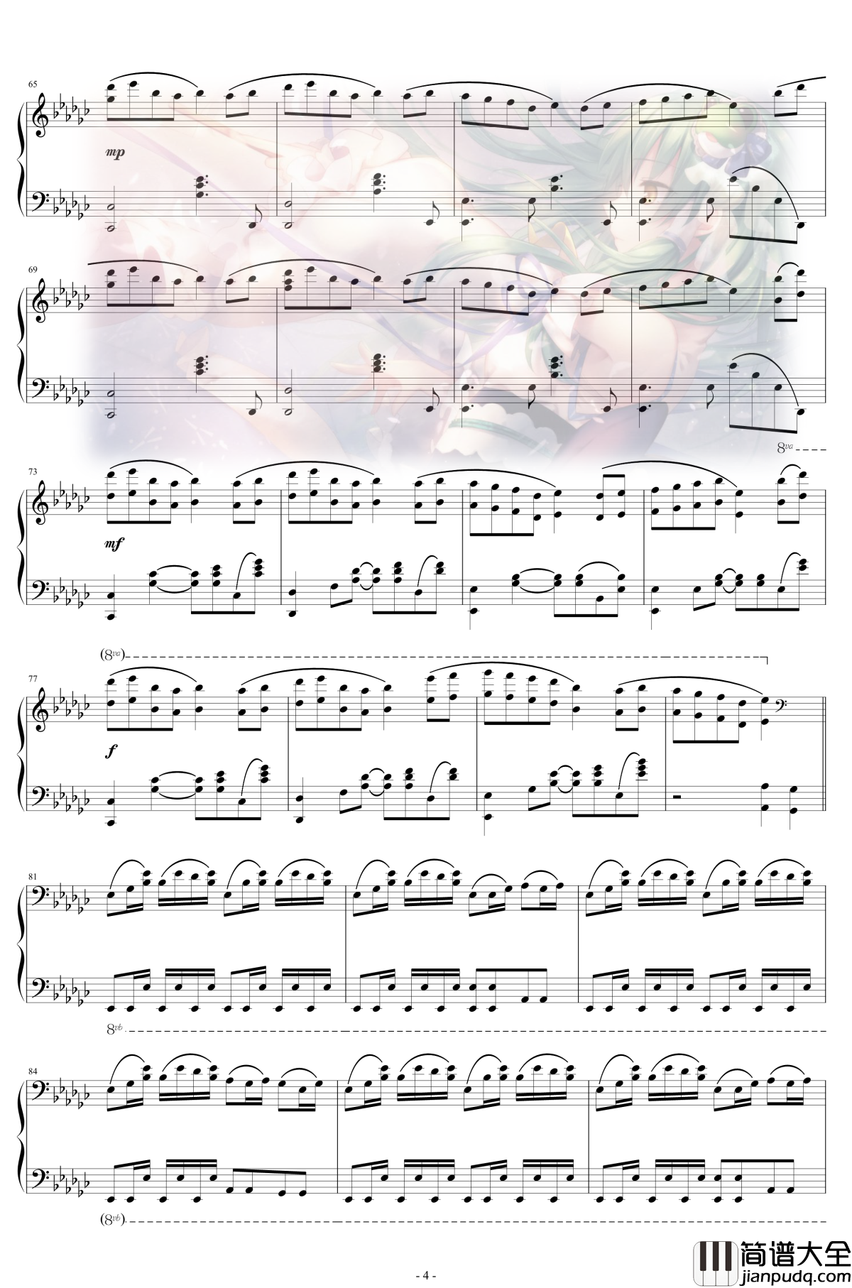 Bad_Apple!!钢琴谱_完整版5分18秒_东方project