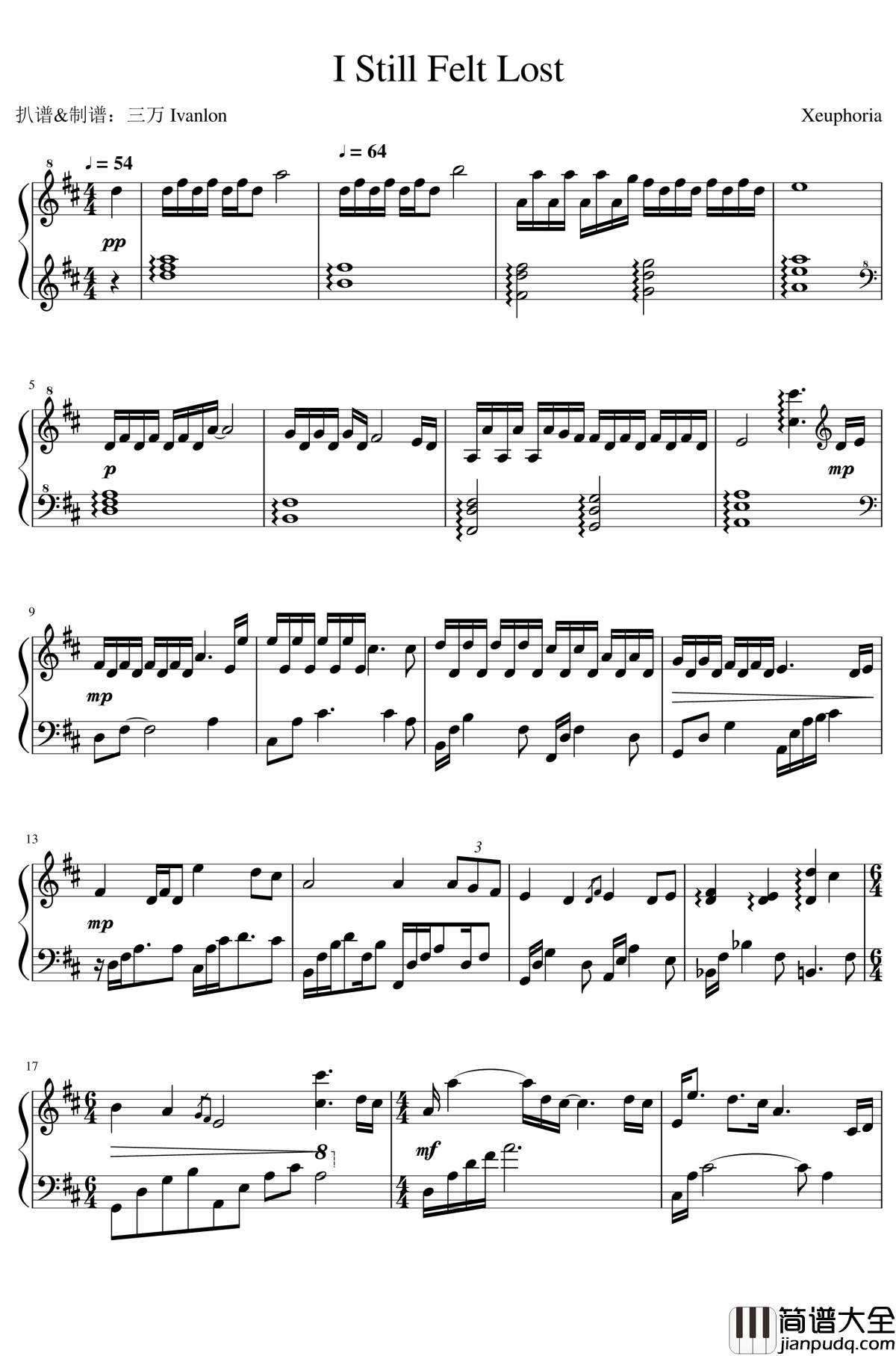 I_Still_Felt_Lost钢琴谱___Xeuphoria