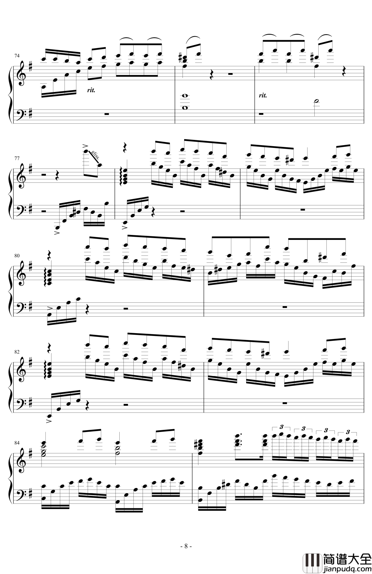 在雨中钢琴谱_钢琴幻想曲_Kunikida_Hanayo