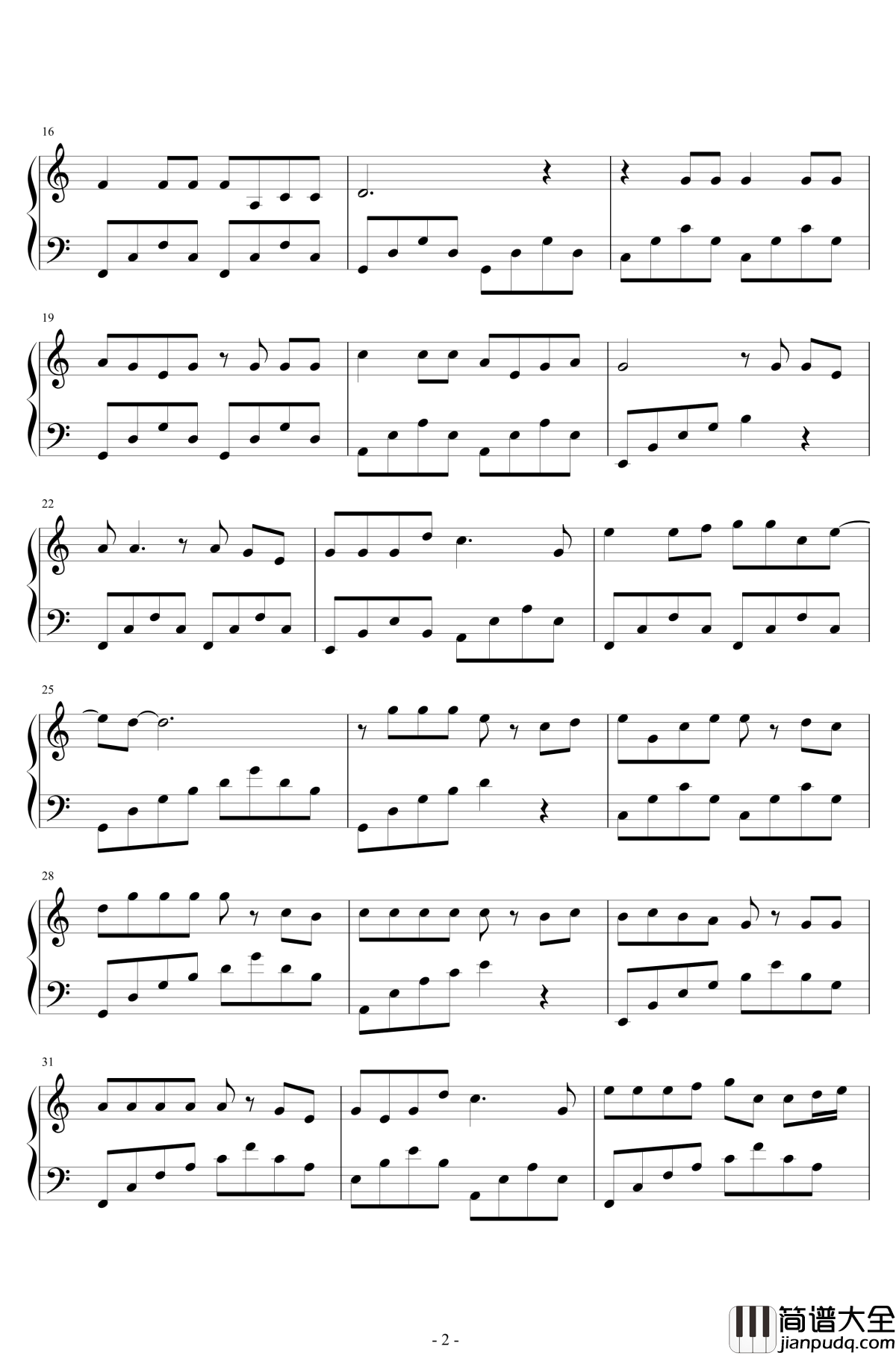 学猫叫钢琴谱_C调简单优美好听版_小潘潘