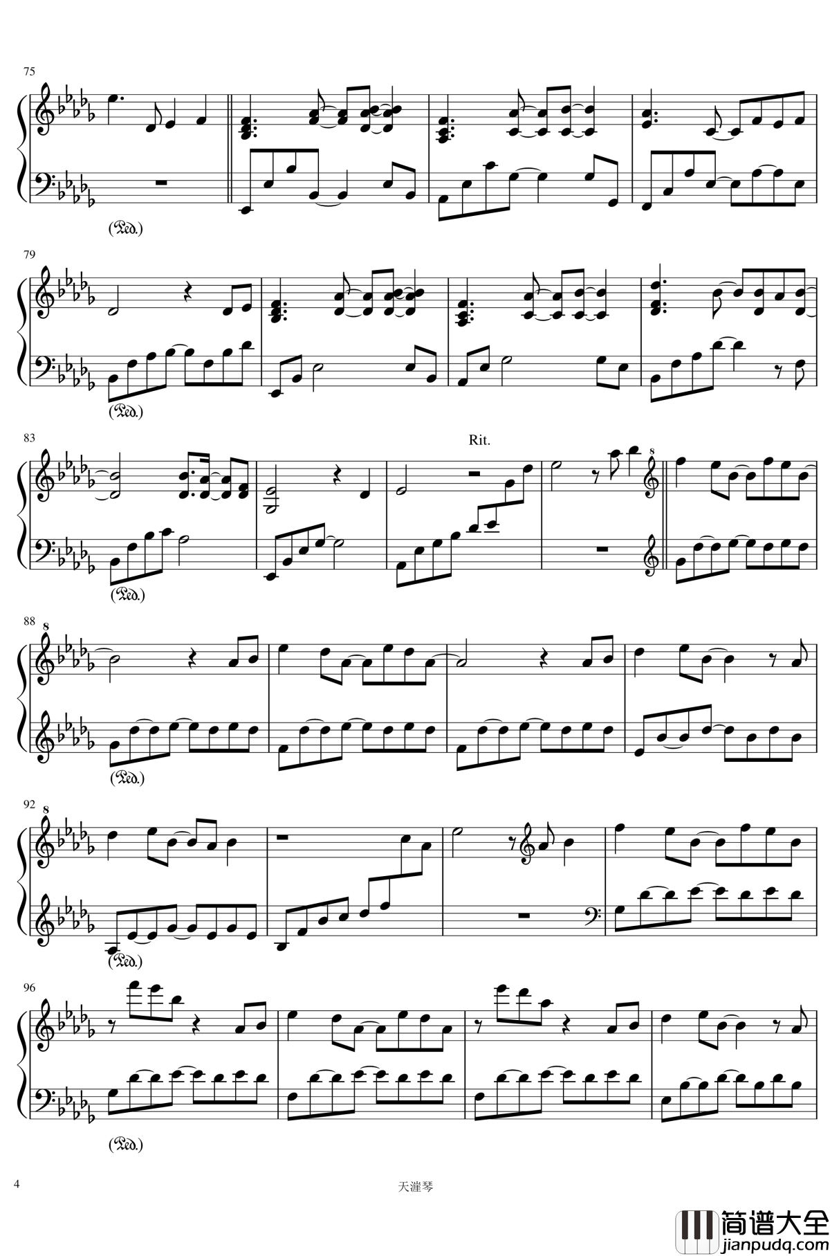 初雪钢琴谱_城之内ミサ