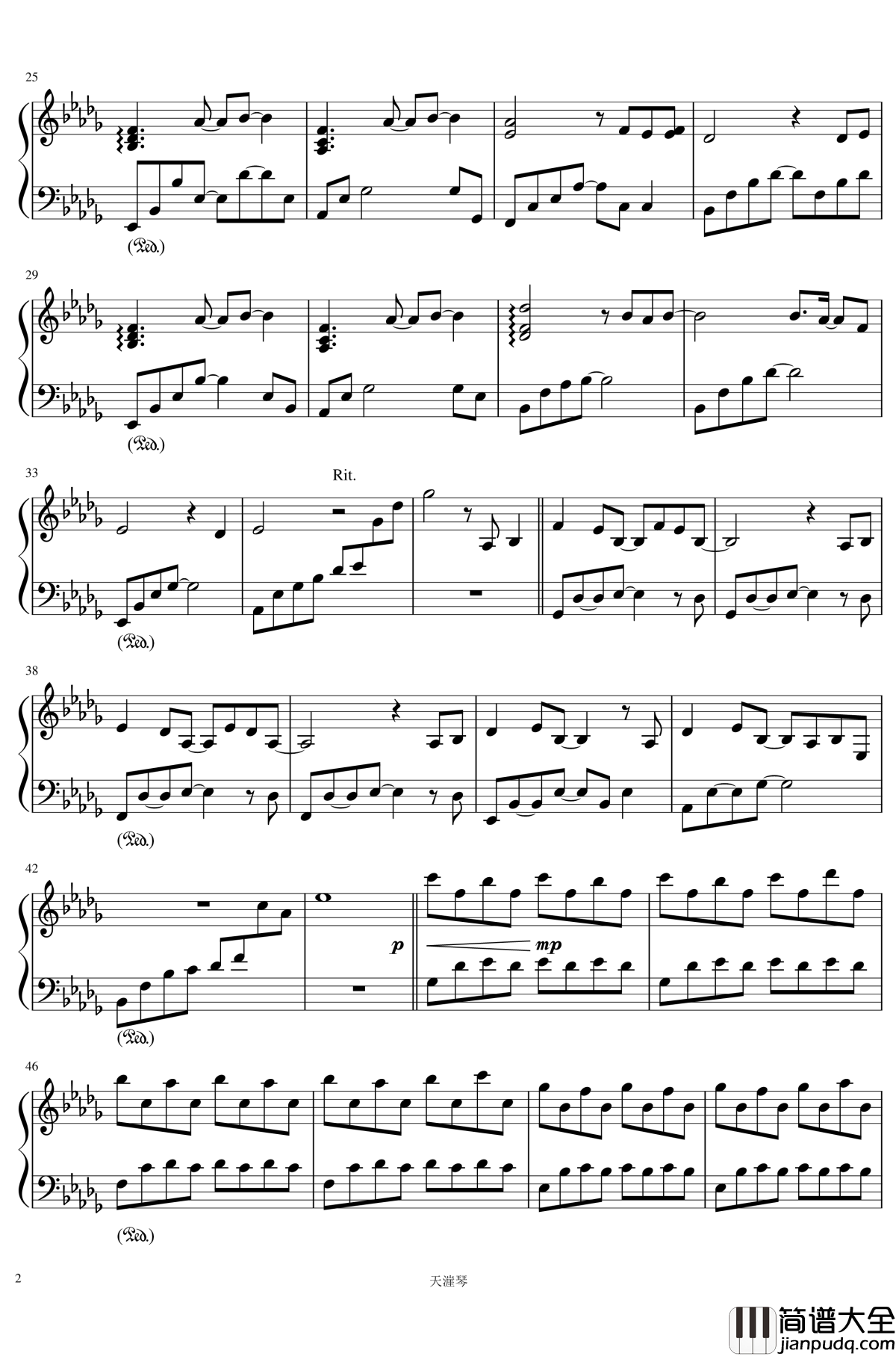 初雪钢琴谱_城之内ミサ