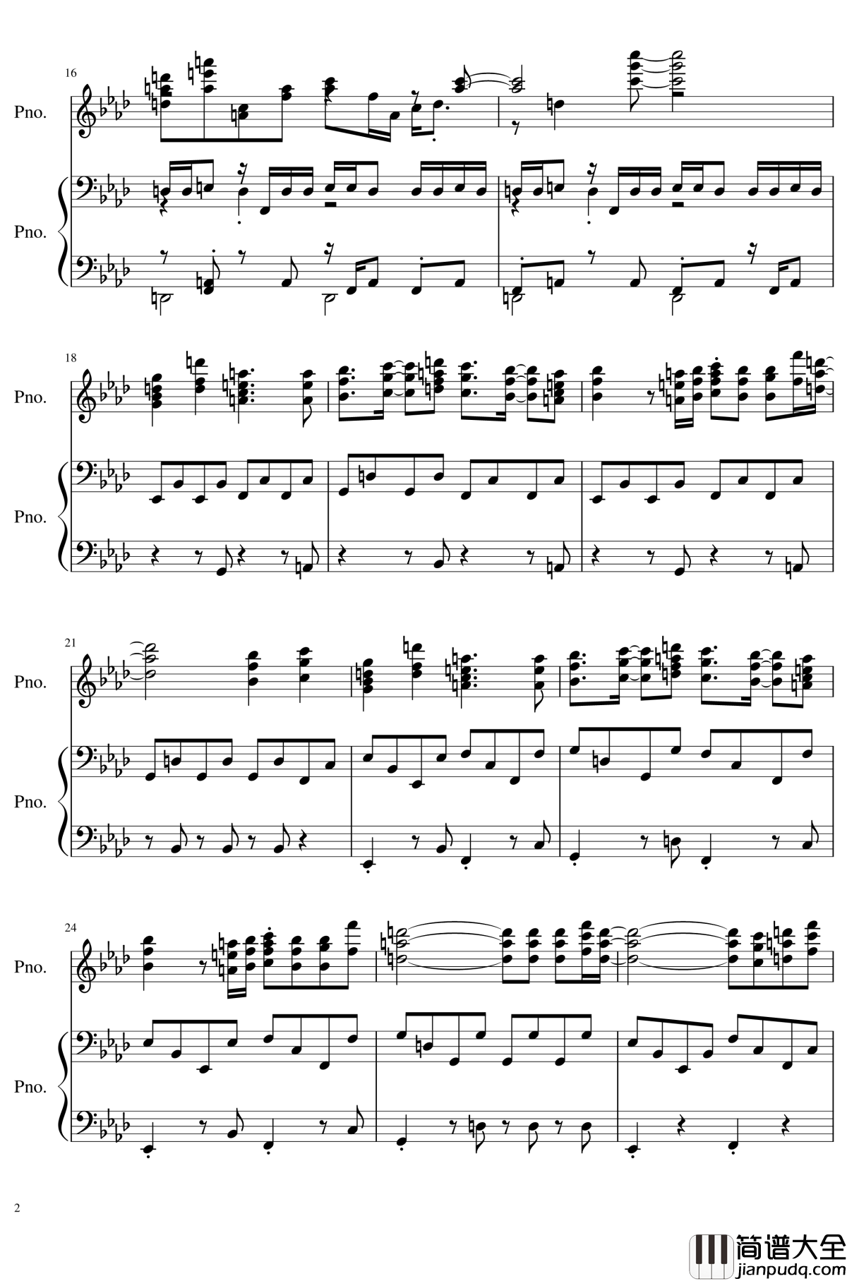 孤独月钢琴谱_东方二次创作_东方project