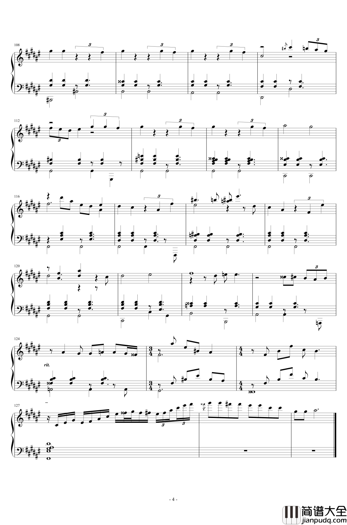 玫瑰人生钢琴谱_小野丽莎