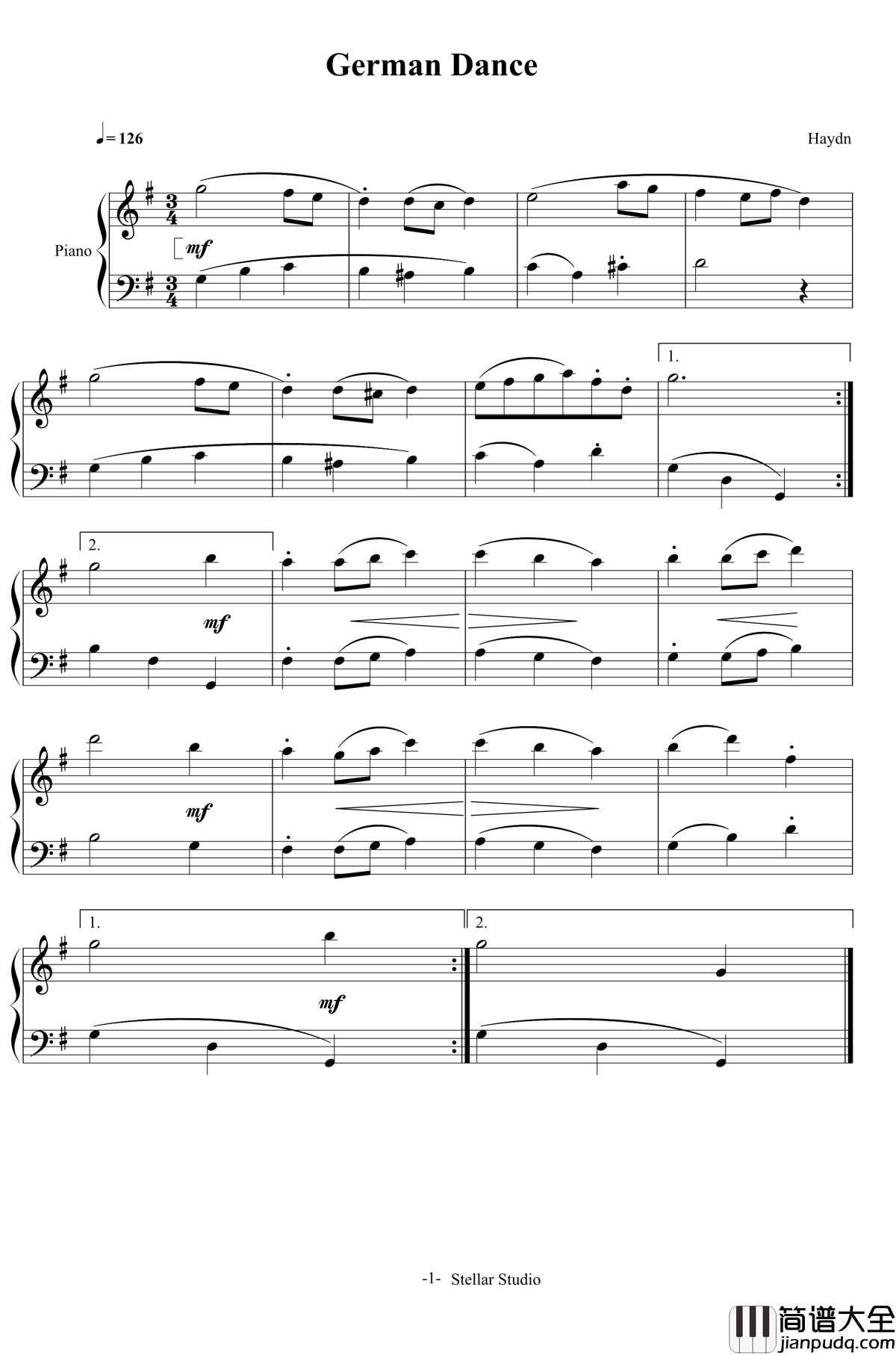 German_Dance钢琴谱_Haydn