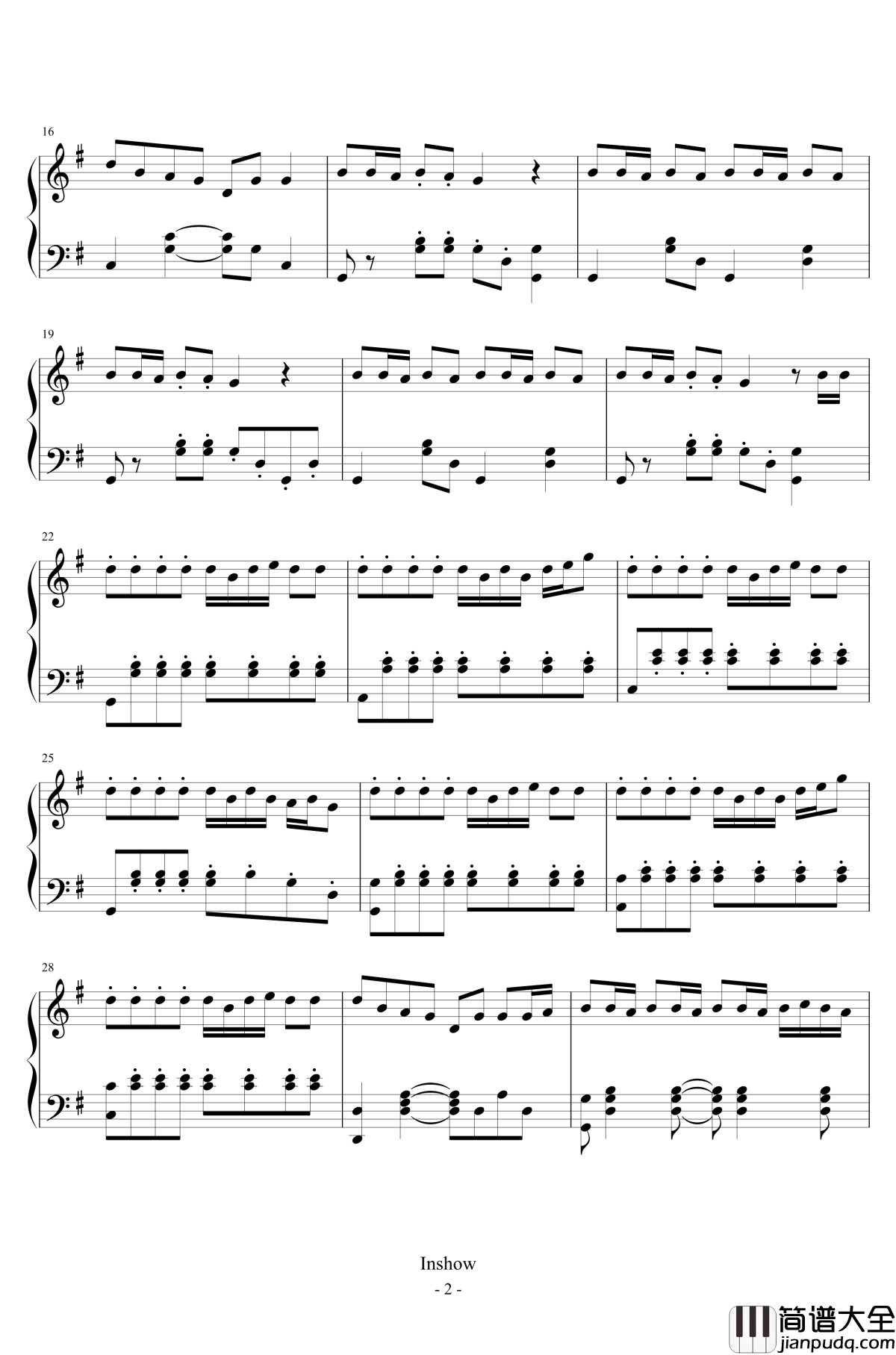 阳光彩虹小白马钢琴谱_大张伟