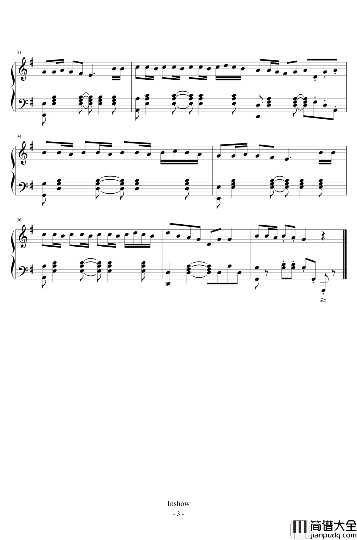 阳光彩虹小白马钢琴谱_大张伟