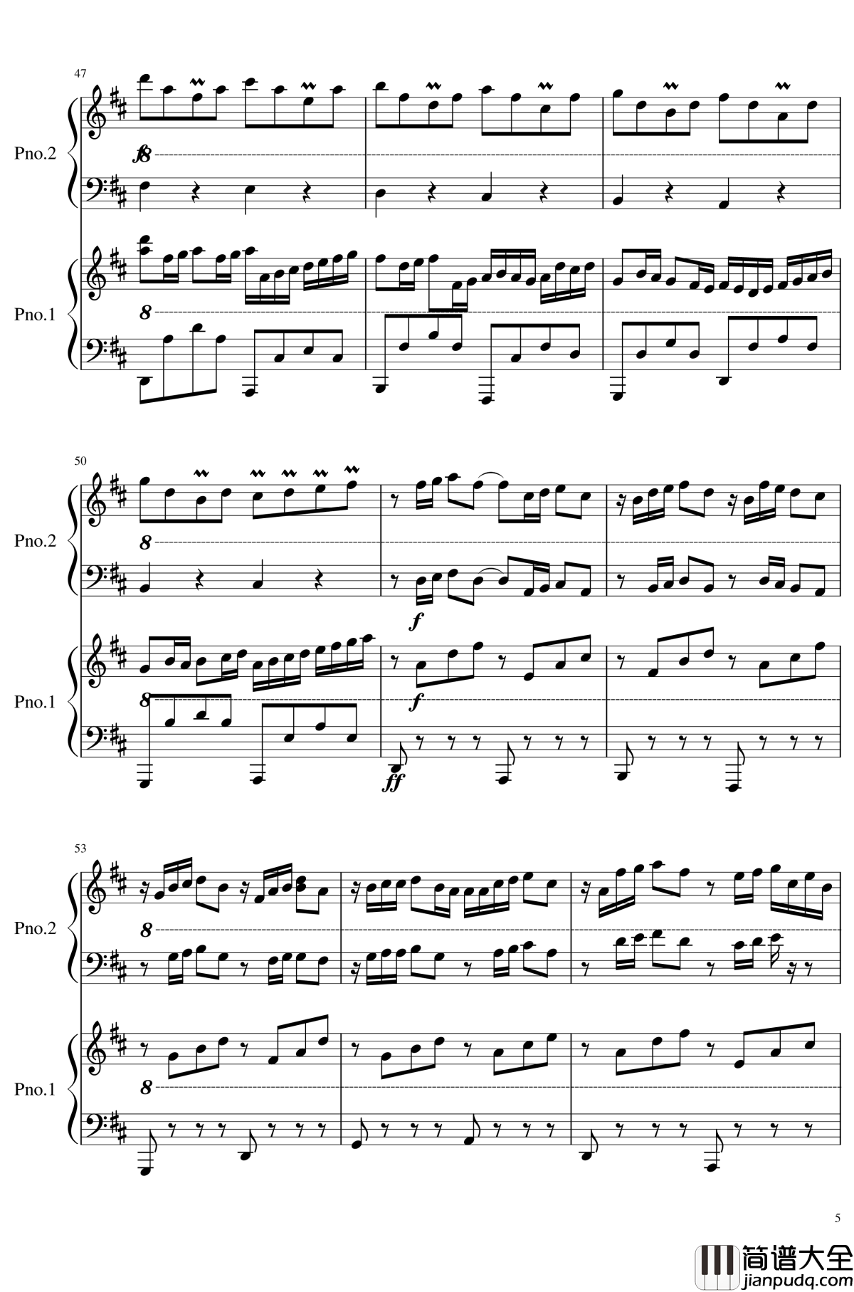 卡农四手联弹钢琴谱_帕赫贝尔_Pachelbel