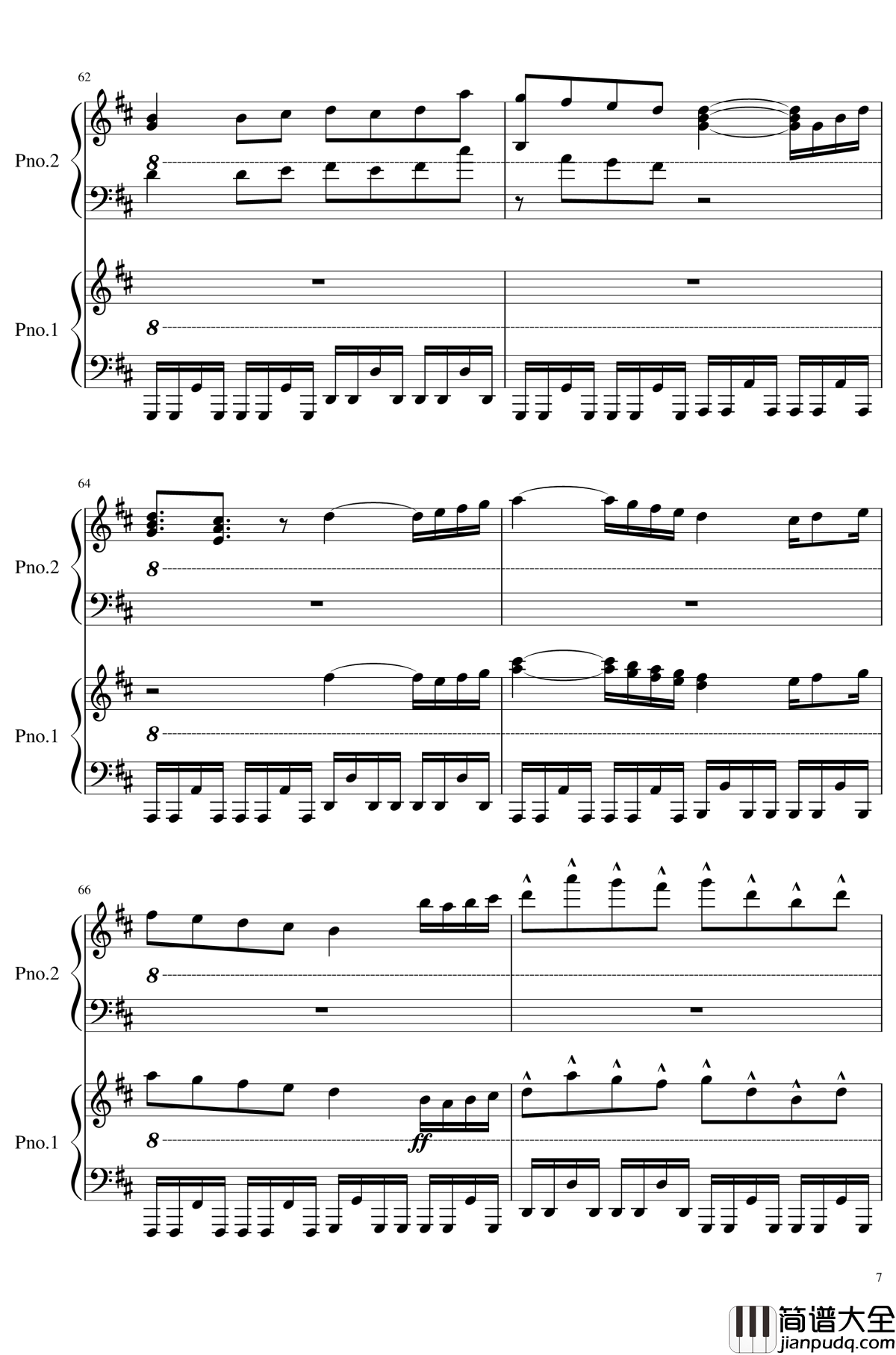 卡农四手联弹钢琴谱_帕赫贝尔_Pachelbel