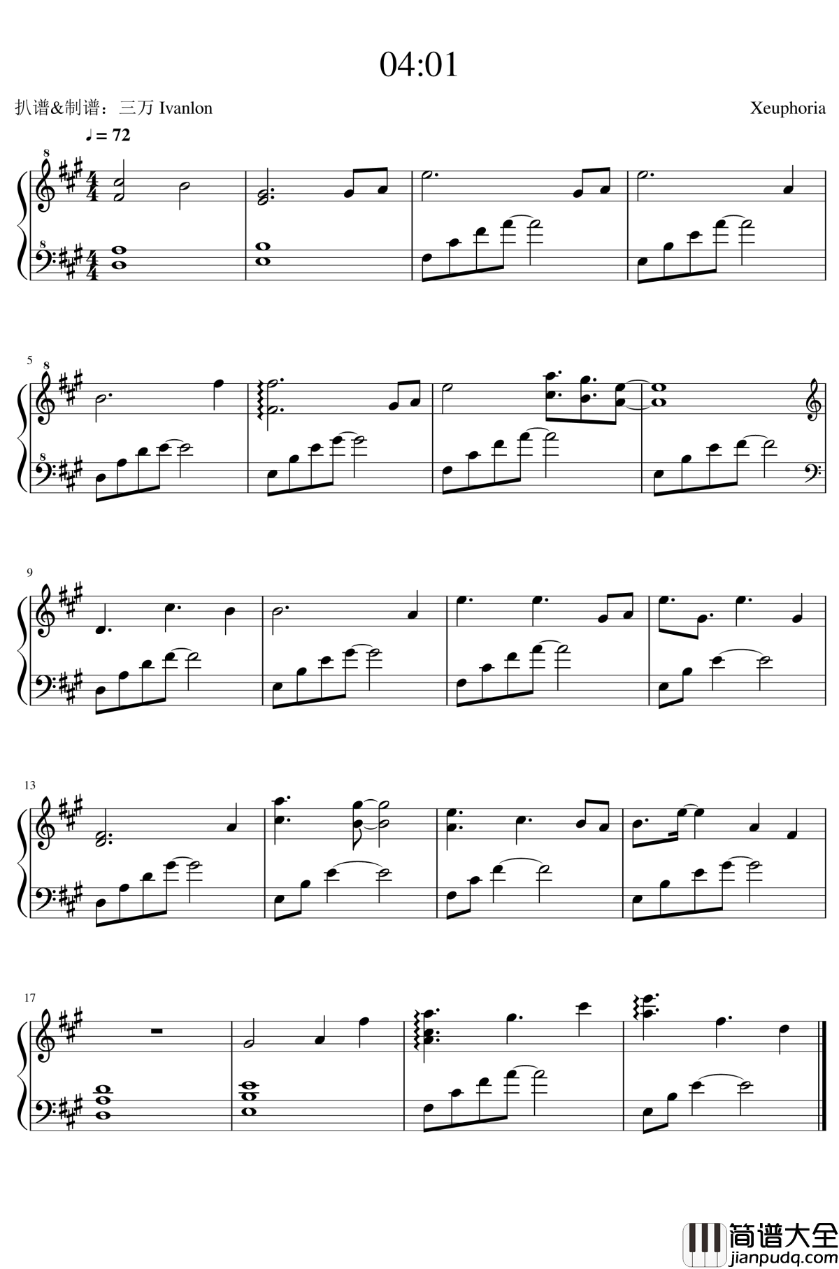 04:01_钢琴谱_Xeuphoria