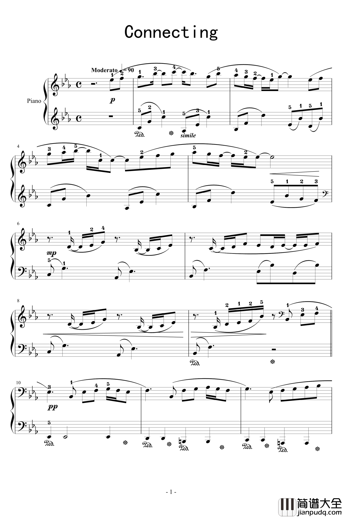 Connecting钢琴谱_初音未来