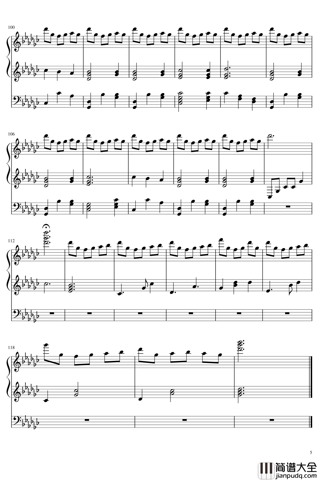 三人合奏歌钢琴谱_同步音律