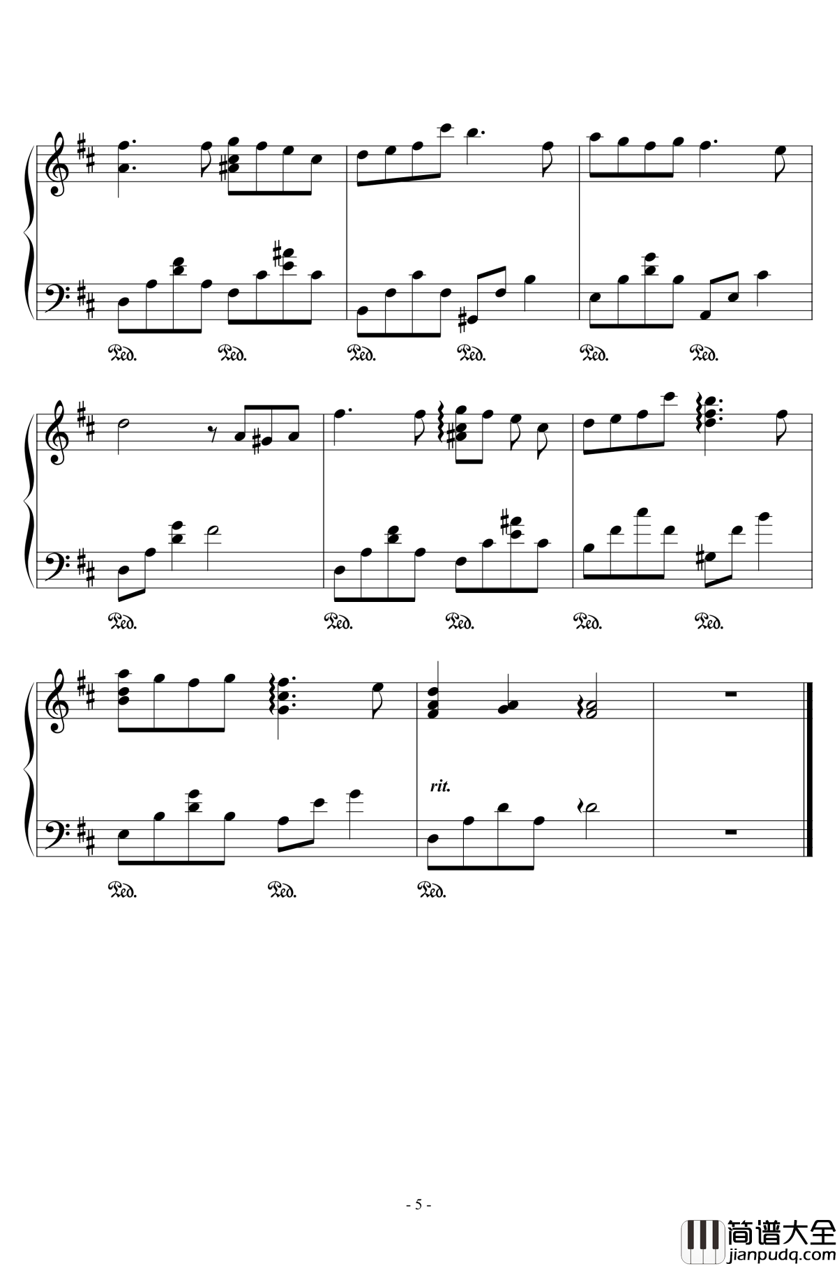 彩虹钢琴谱_周杰伦