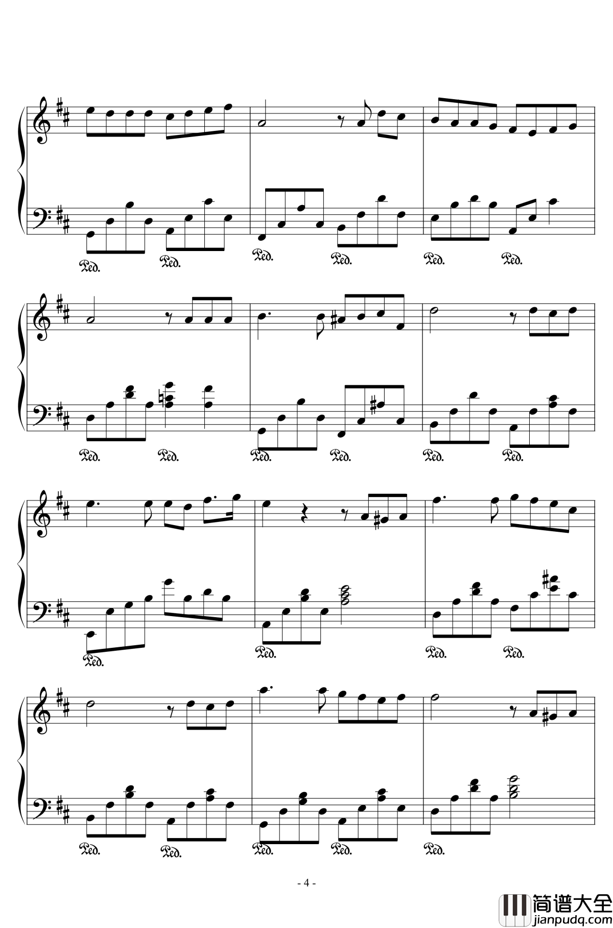 彩虹钢琴谱_周杰伦