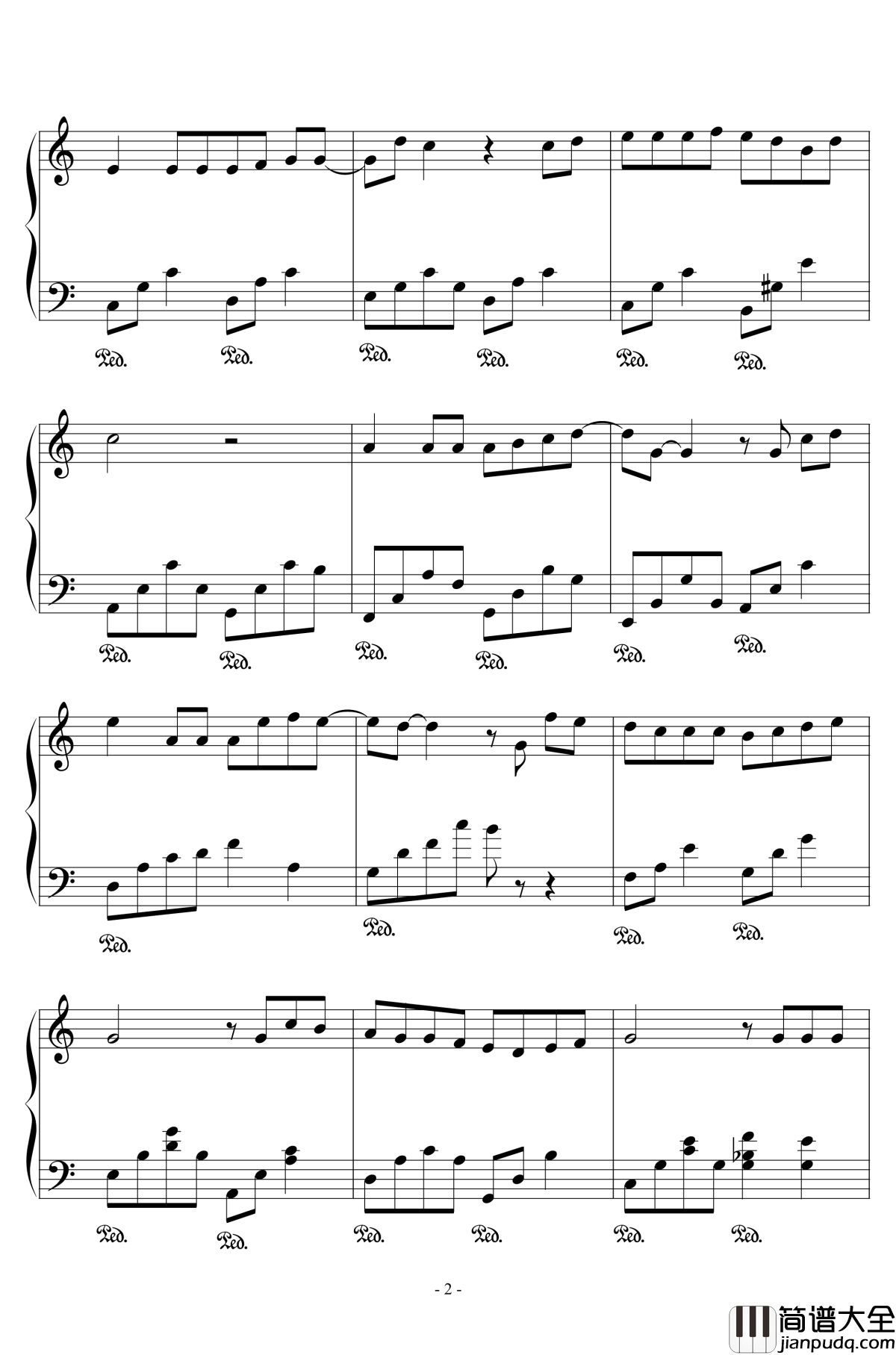 彩虹钢琴谱_周杰伦