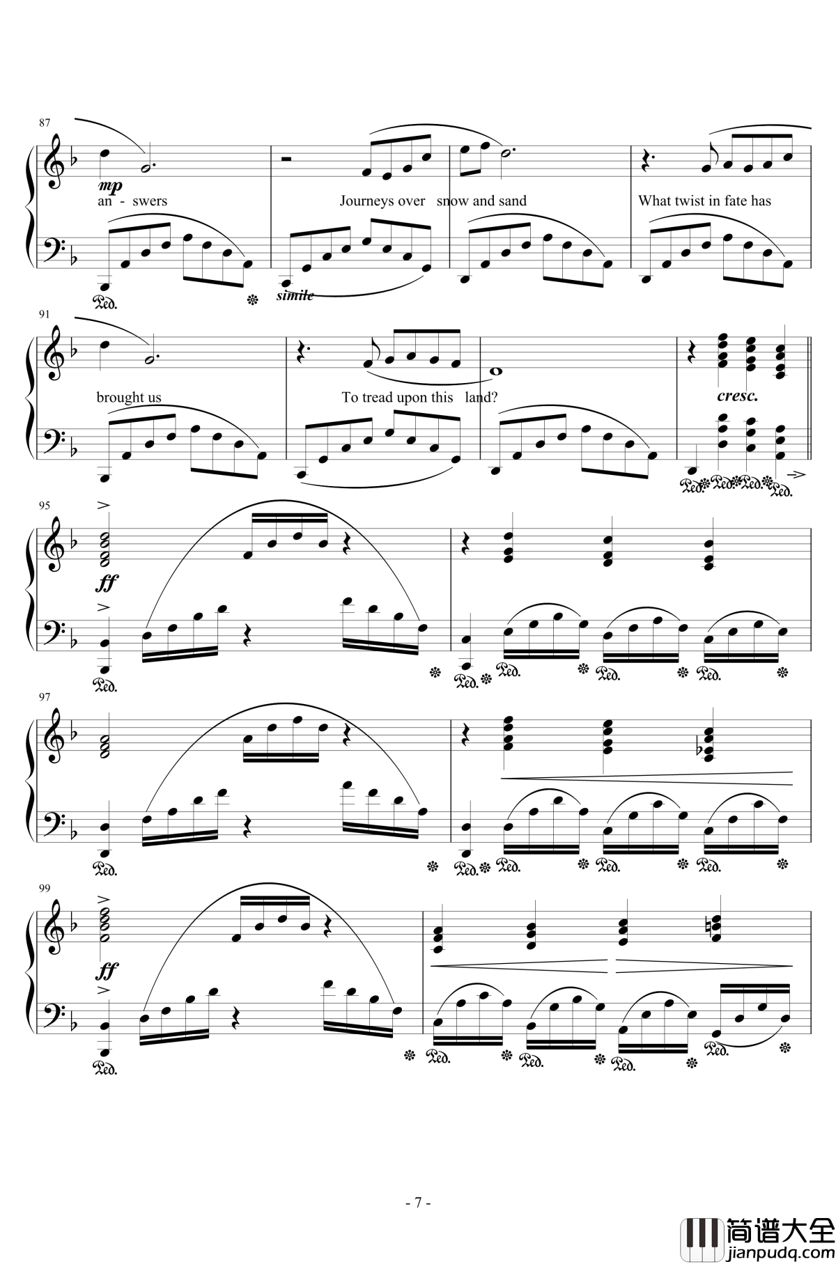 Distant_Worlds钢琴谱_遥远的世界_植松伸夫