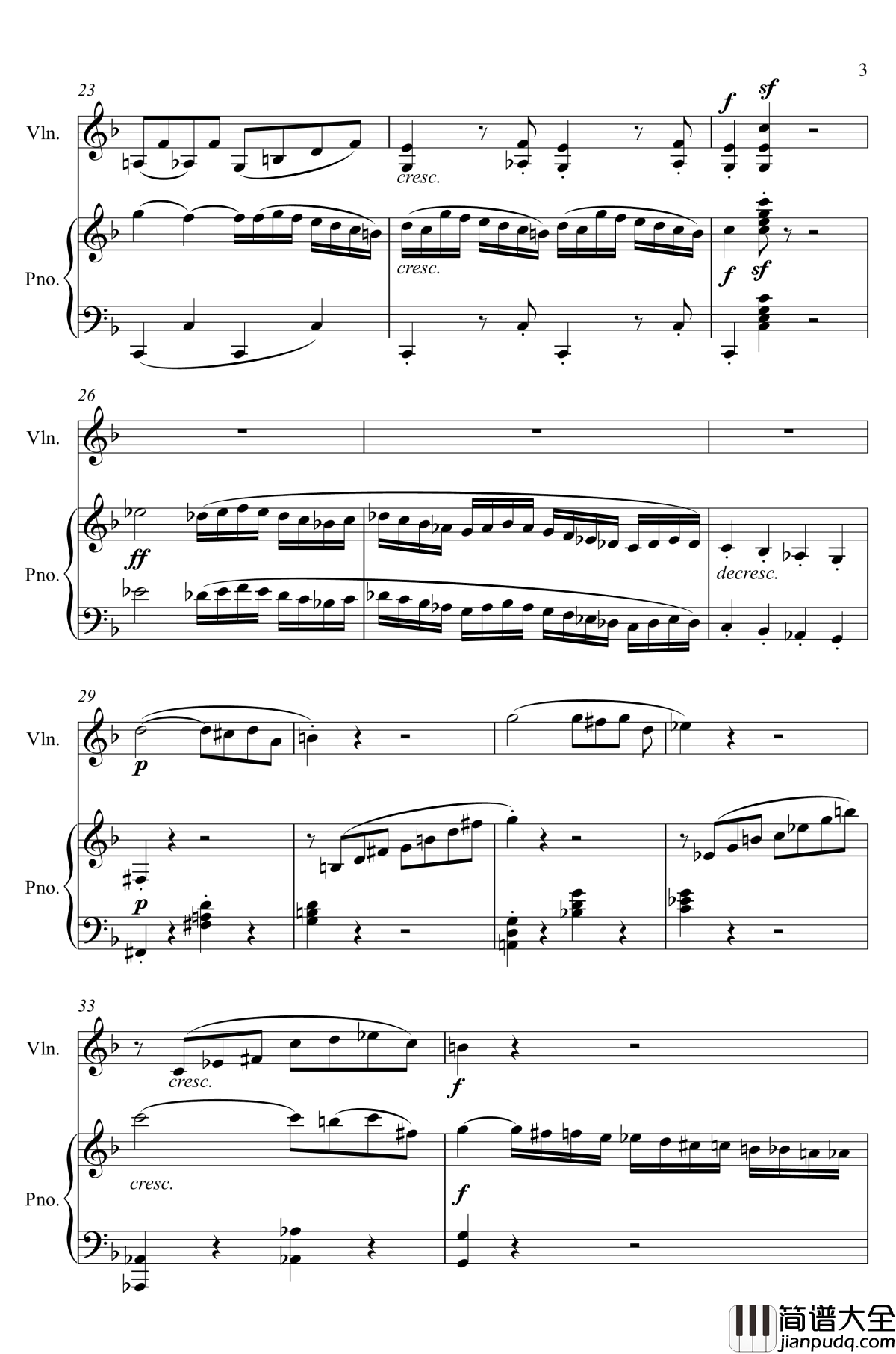 第5小提琴与钢琴奏鸣曲钢琴谱_第一乐章钢琴谱_贝多芬_beethoven