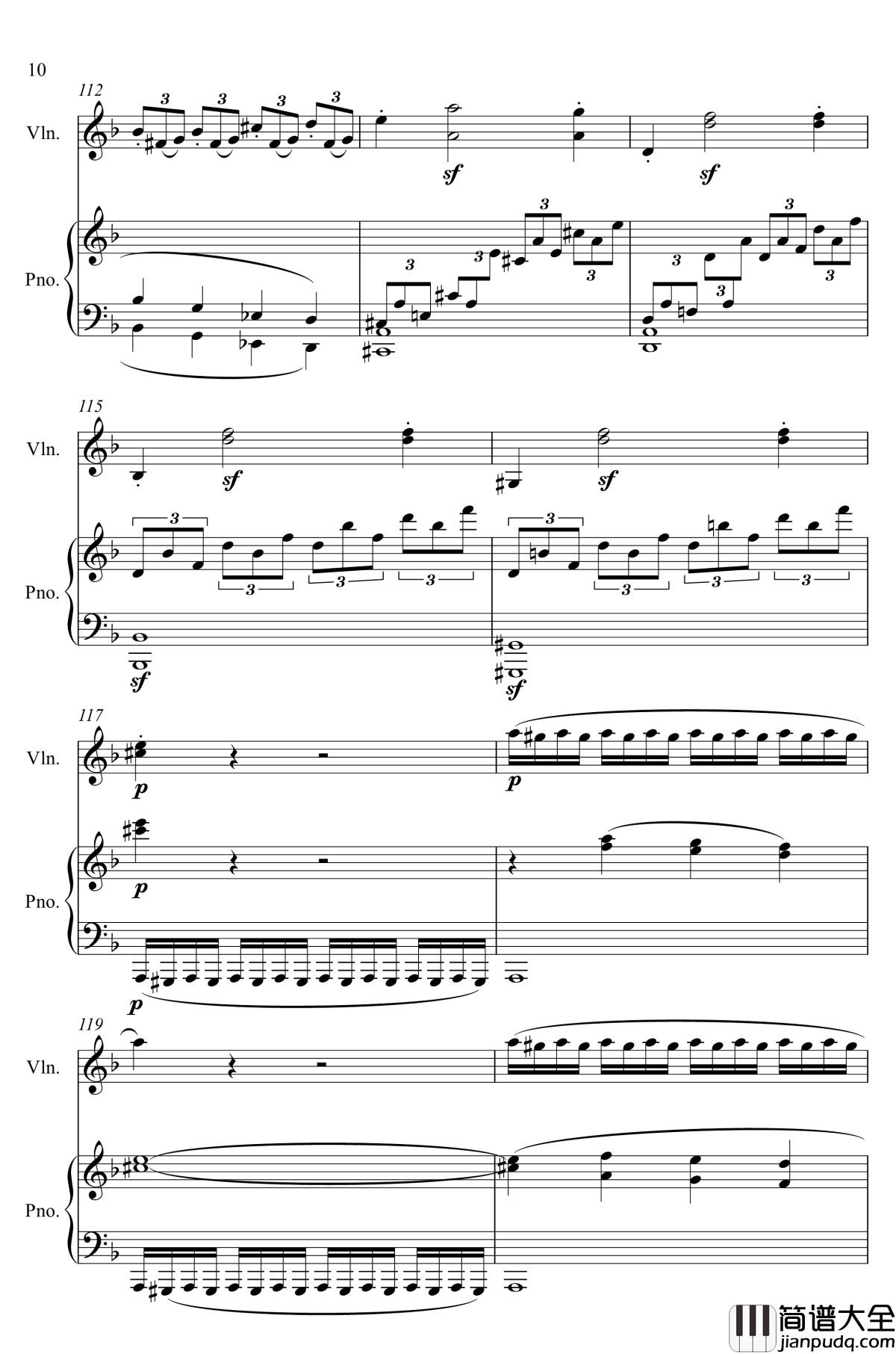 第5小提琴与钢琴奏鸣曲钢琴谱_第一乐章钢琴谱_贝多芬_beethoven