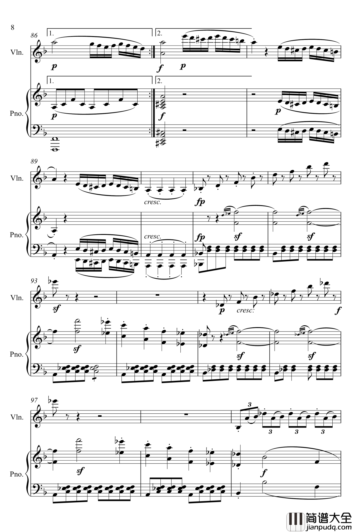 第5小提琴与钢琴奏鸣曲钢琴谱_第一乐章钢琴谱_贝多芬_beethoven