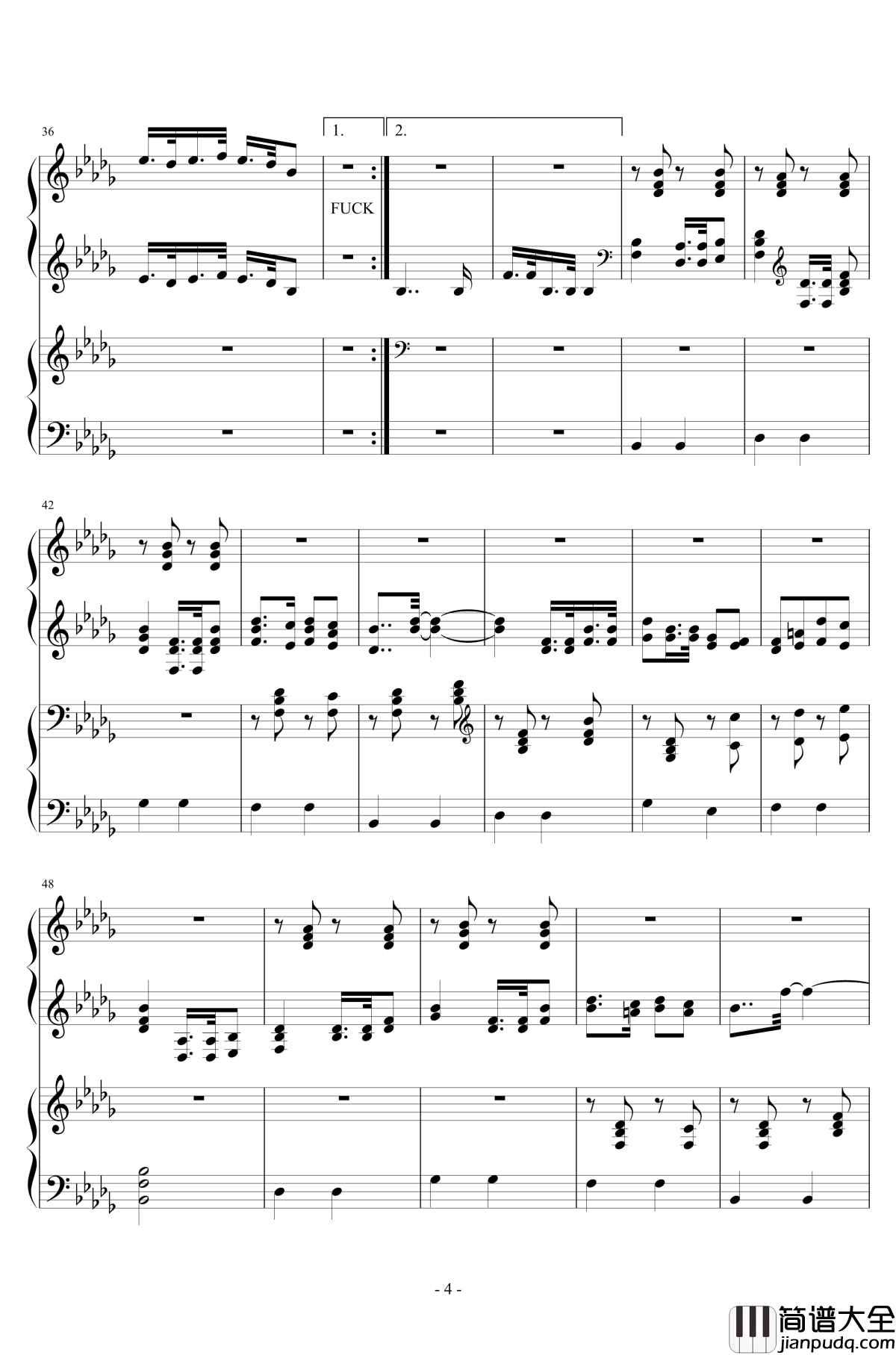 マインドブランド钢琴谱_足首版