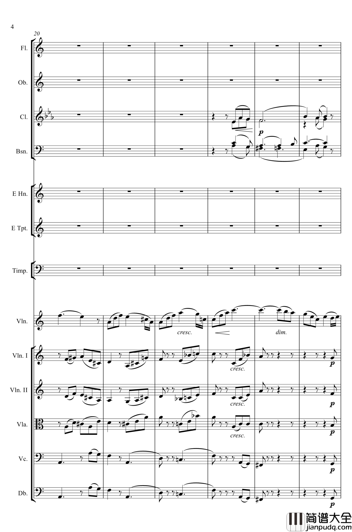 e小调小提琴协奏曲Op.64钢琴谱_第二乐章_Felix_Mendelssohn