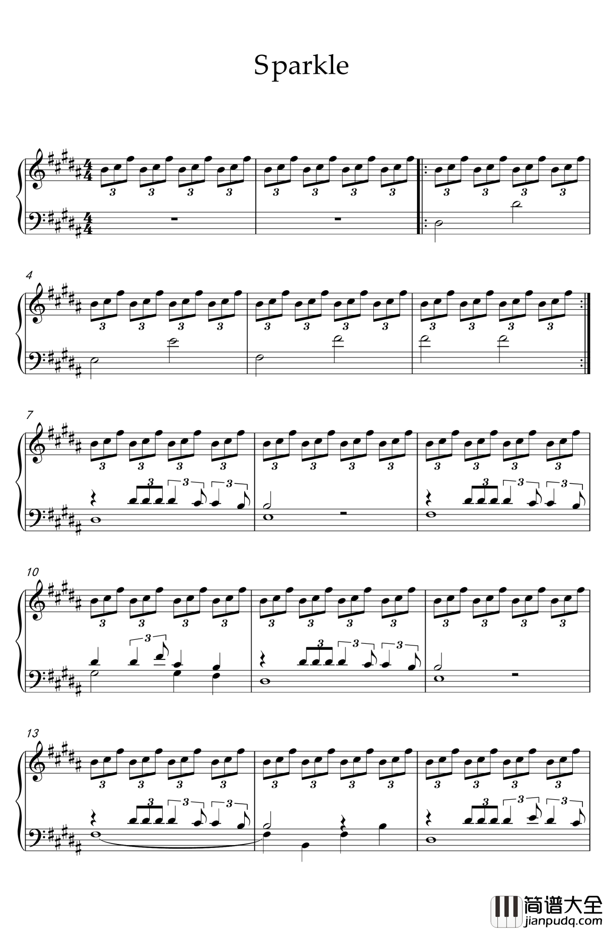 火花钢琴谱_Sparkle_你的名字