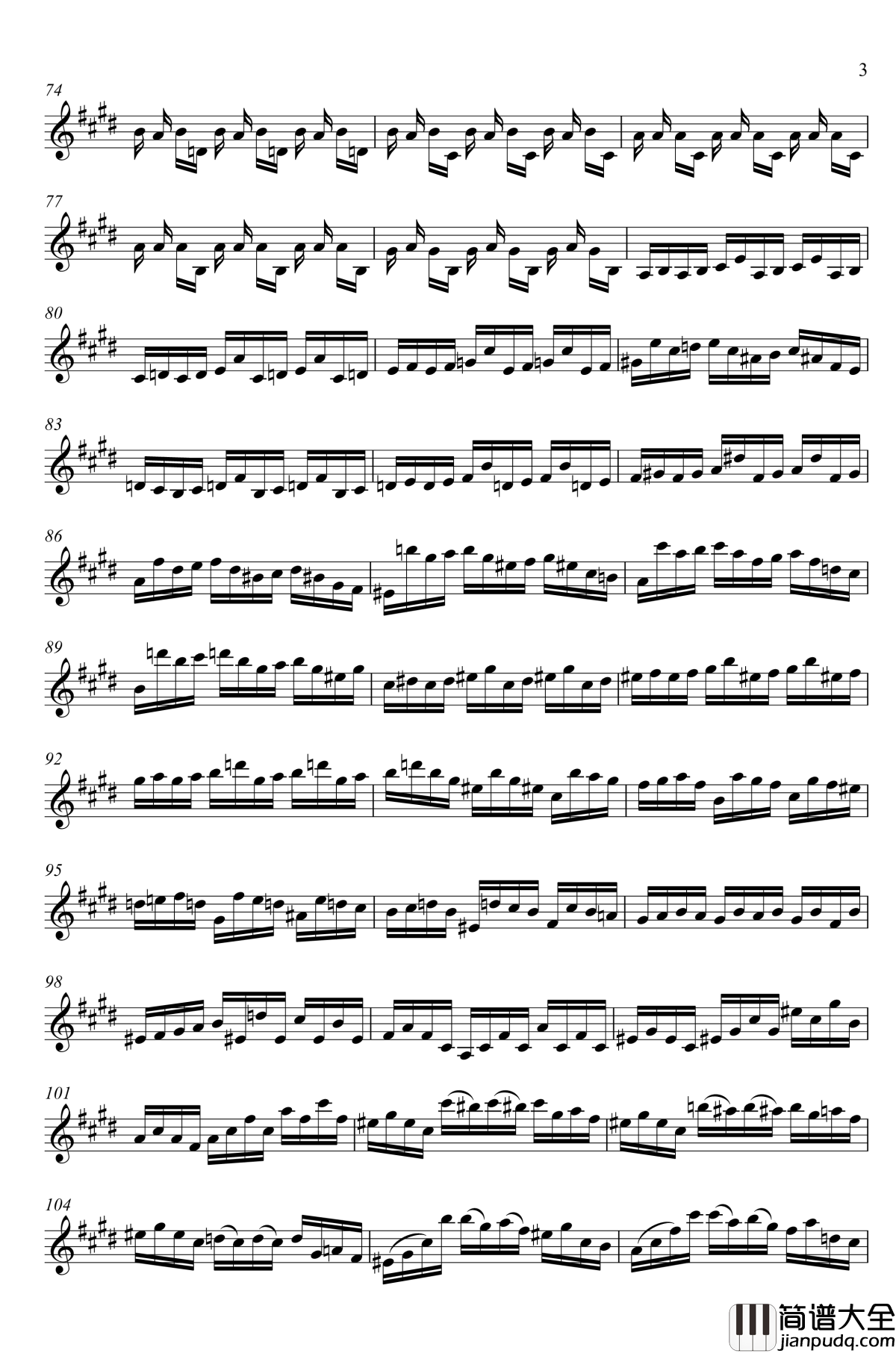 第3号无伴奏小提琴组曲钢琴谱_前奏曲_巴赫