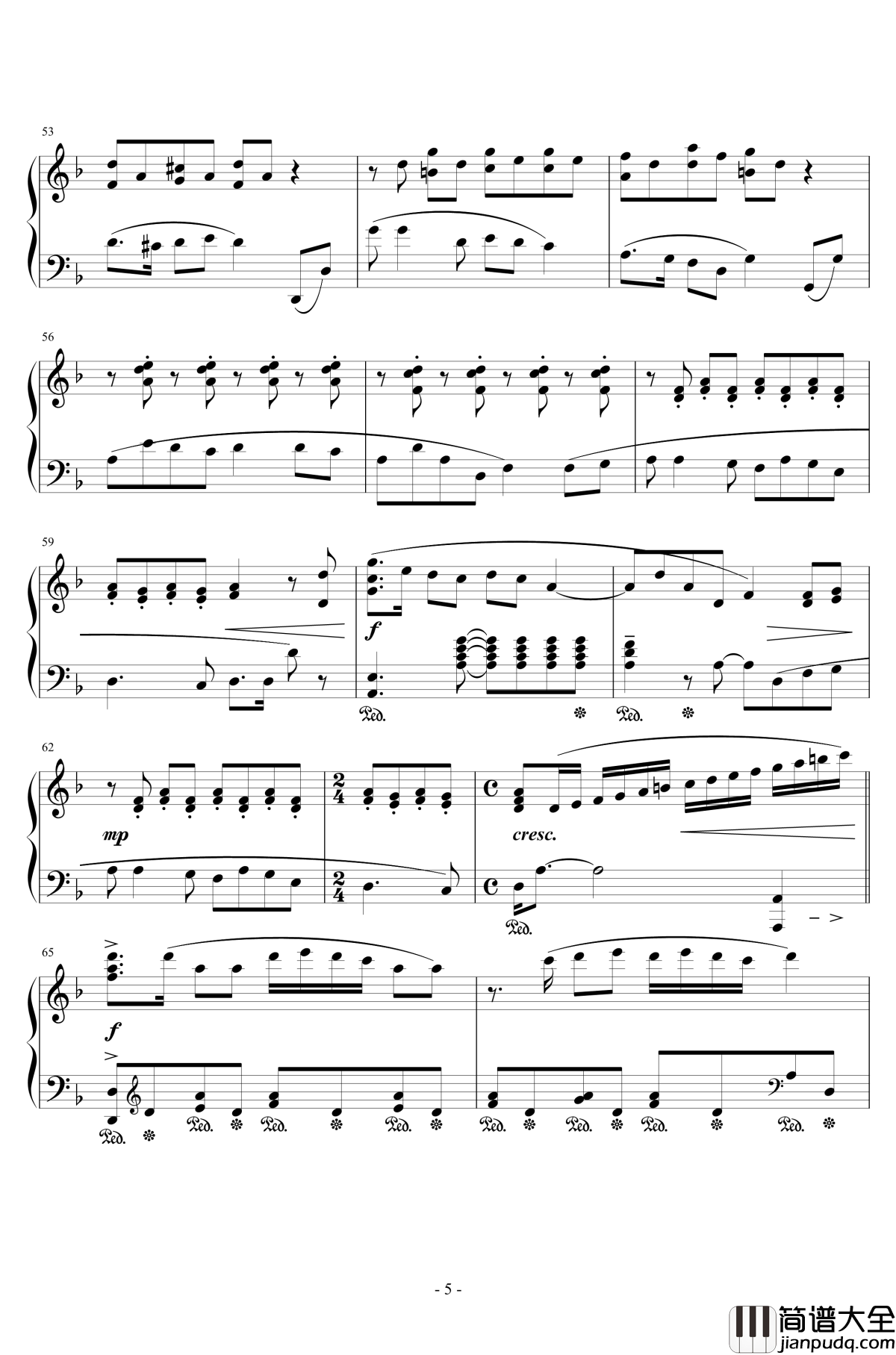 山丹丹开花红艳艳钢琴谱_陕北民歌