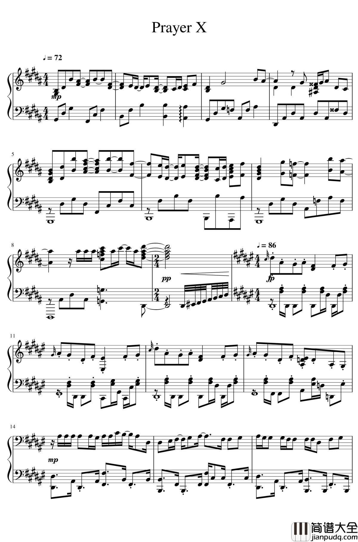 Banana_Fish_ED钢琴谱_Prayer_X_King_Gnu