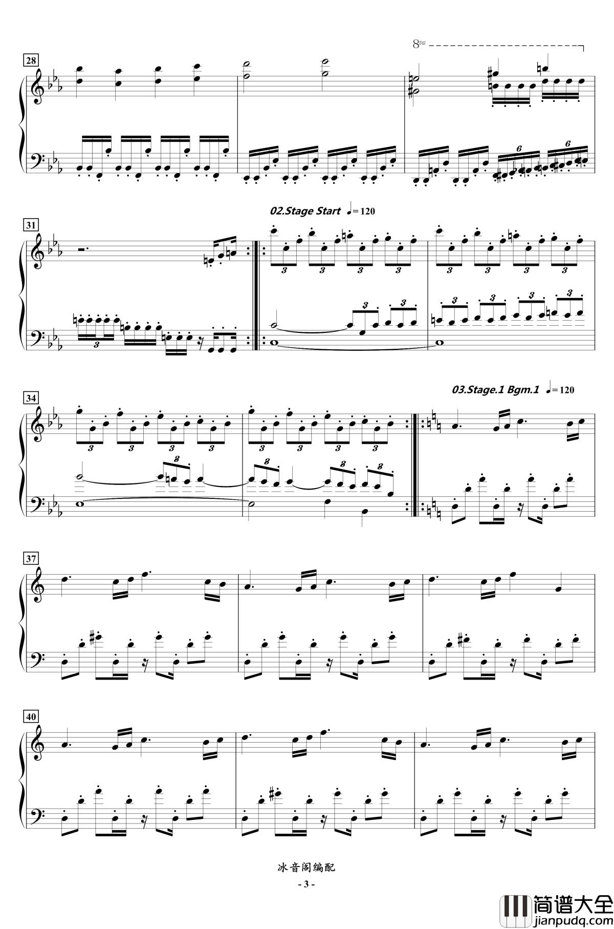 FC双截龙3代钢琴联奏钢琴谱_红白机