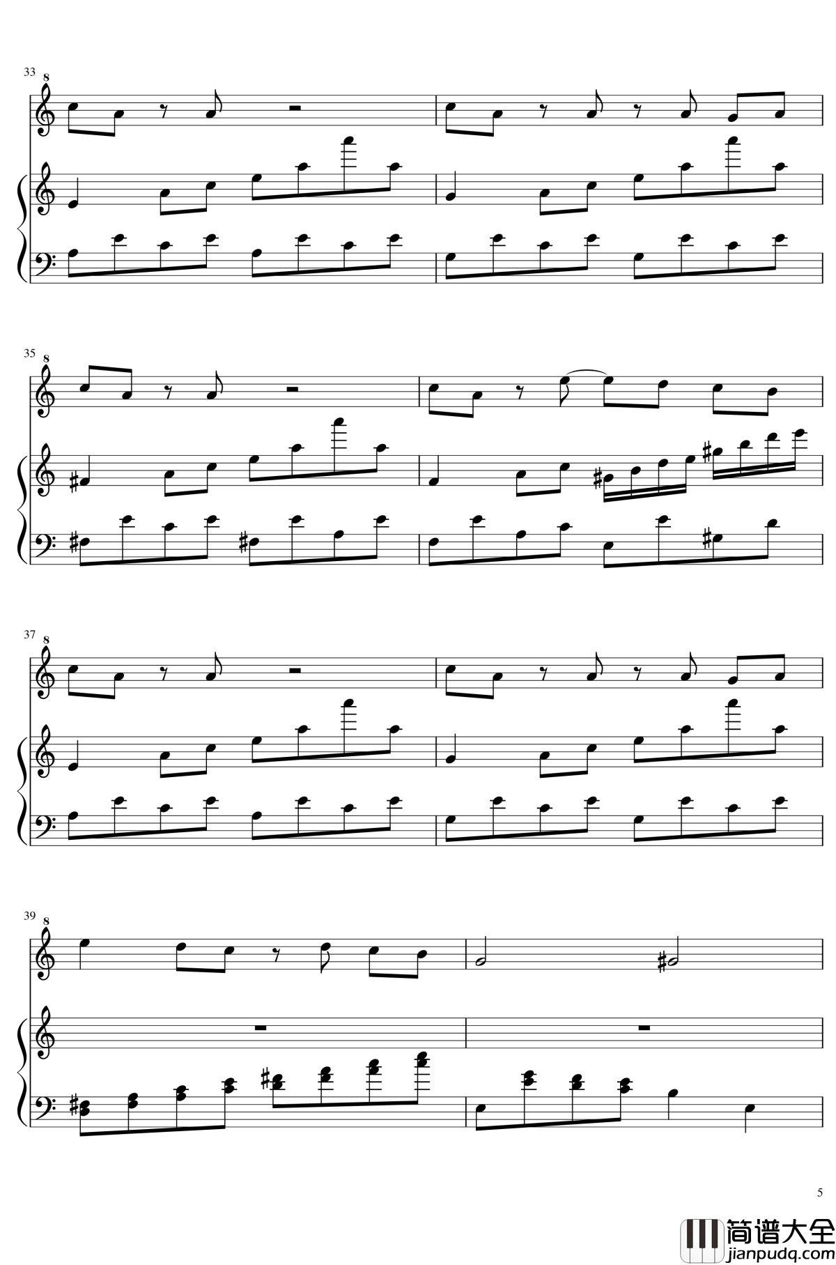 七日死主题曲钢琴谱_SQUARE_ENIX