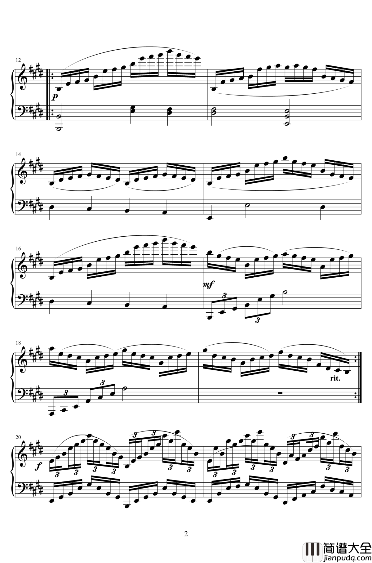 海洋钢琴谱_练习曲第一首_hrmc